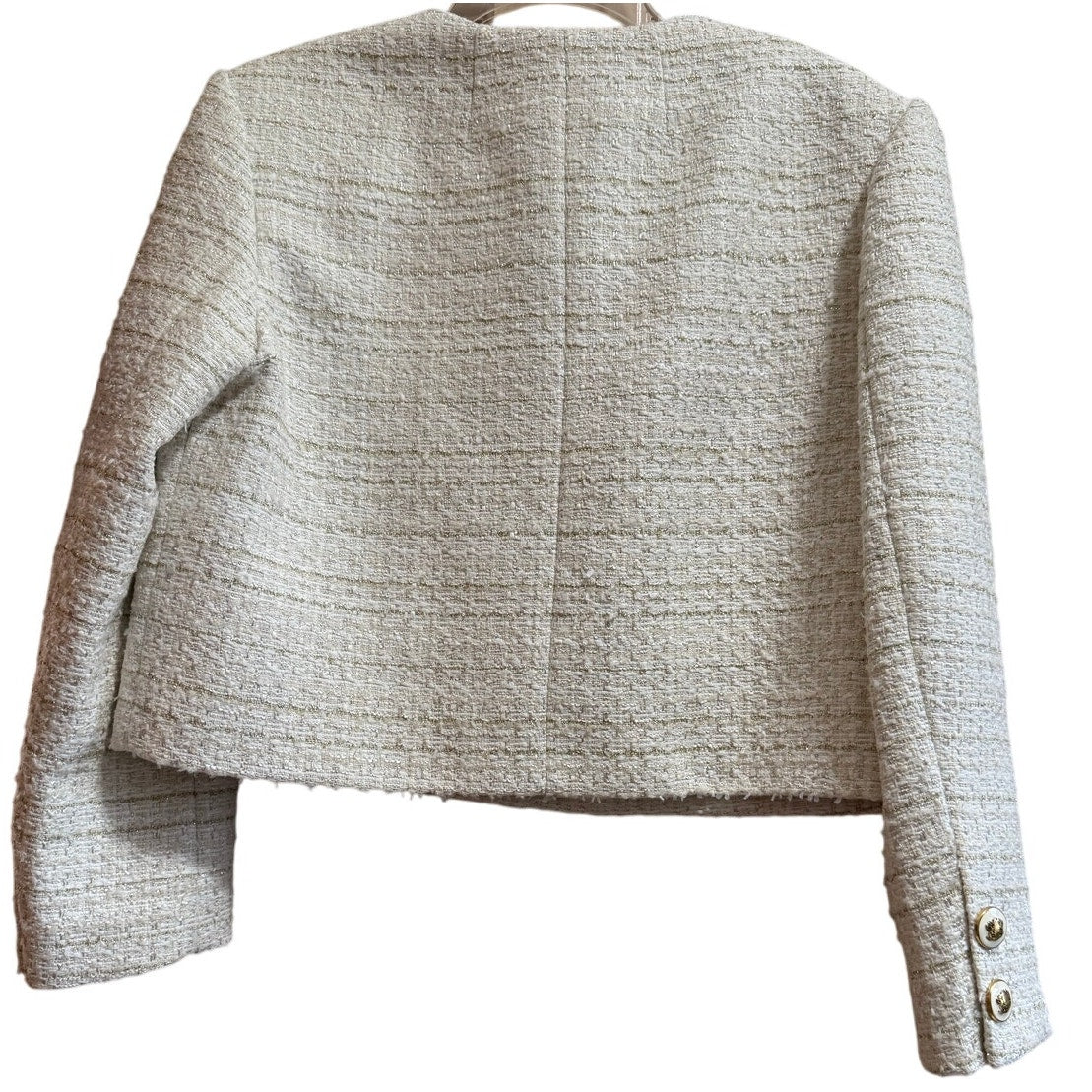 Sandro Size 40 (Medium) White and Gold Knit Blazer - NWT - $520 MRSP