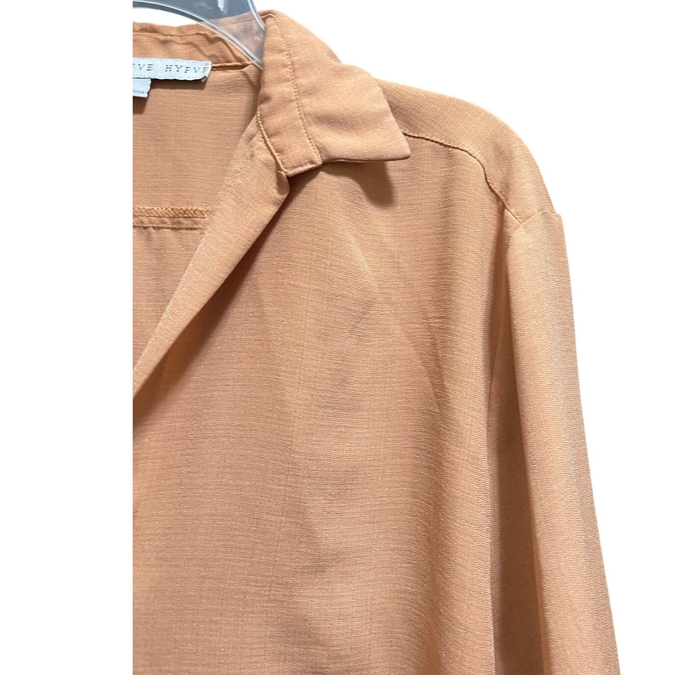 Hyfve Size Small Terracotta Brown Long Sleeve Collared Blouse