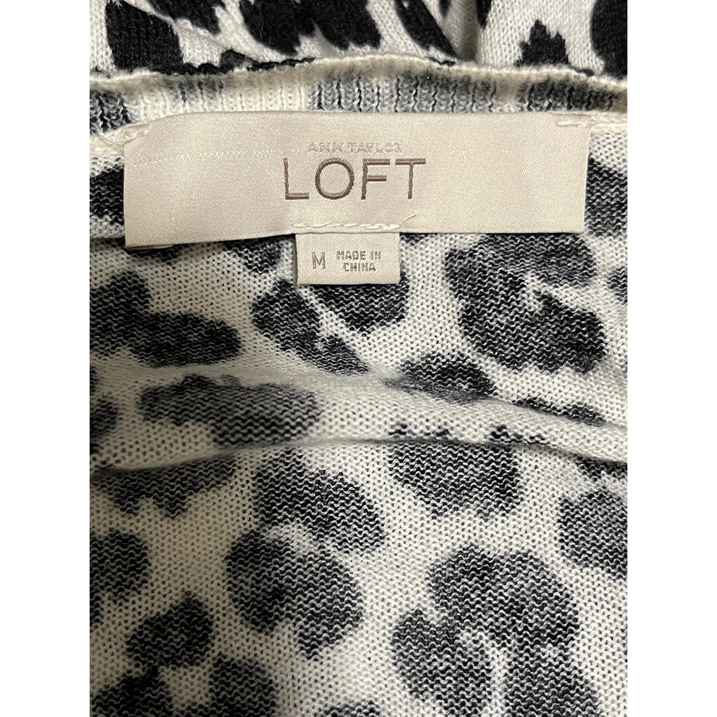 Anne Taylor the LOFT Size Medium Animal Print Cardigan Knit Sweater
