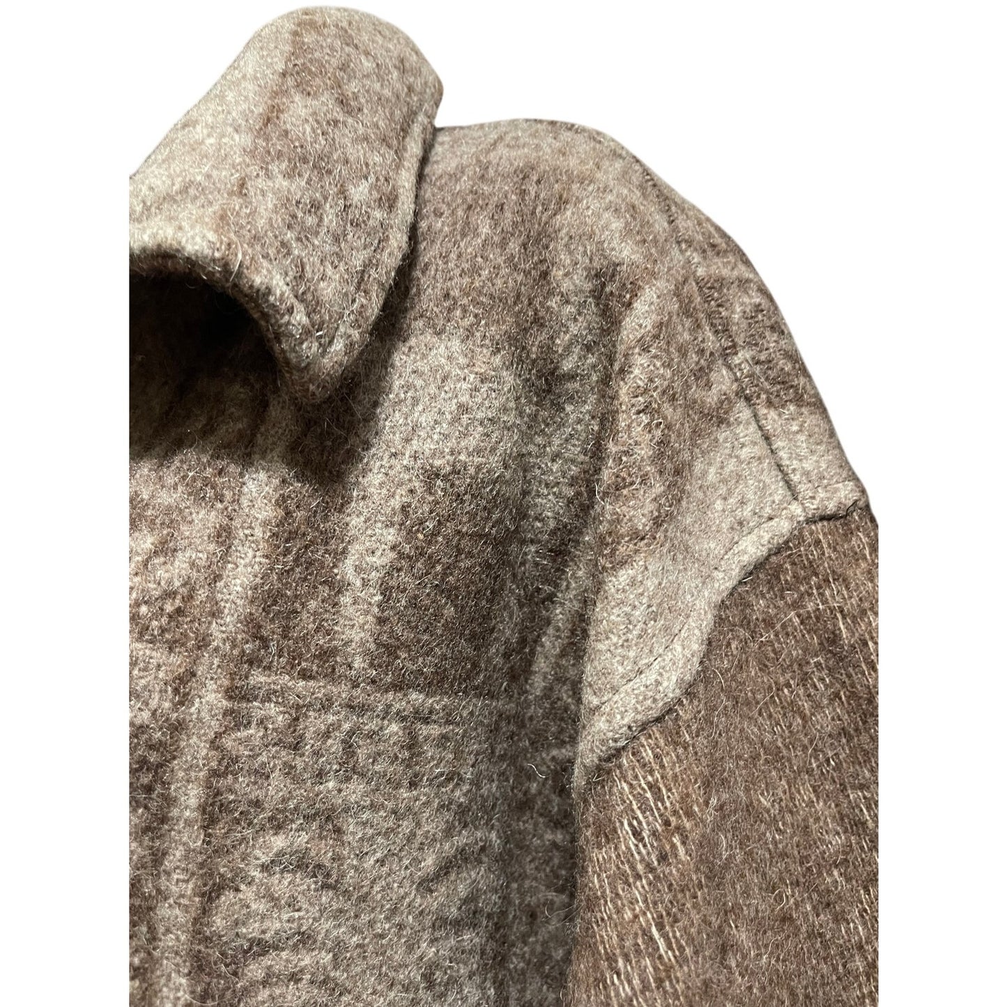 Vintage Heavy Knit Wood Button Long Sleeve Coat - Handmade - Alpaca Print