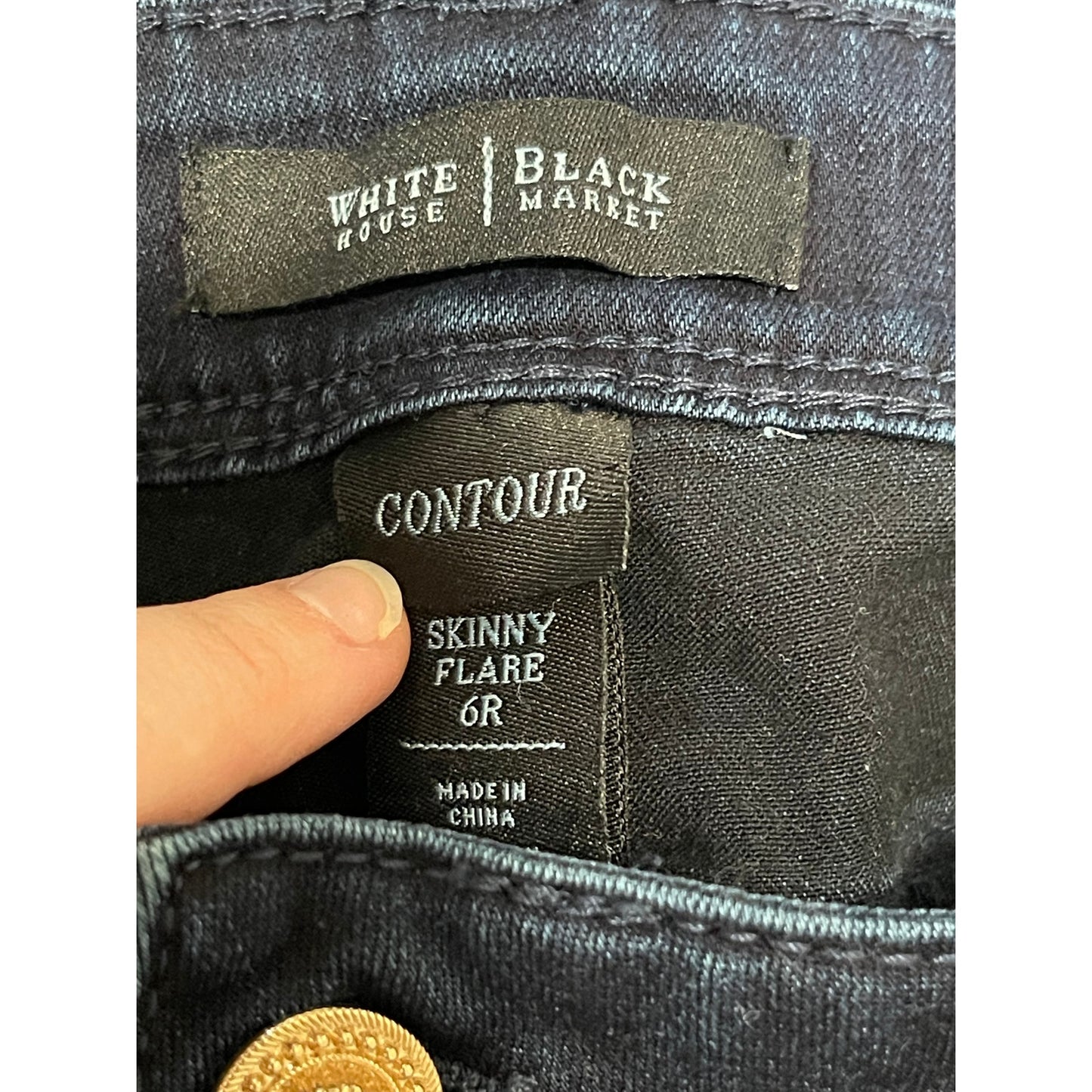 White House Black Market Skinny Flare Jeans - Dark Wash - Embellished - 6R