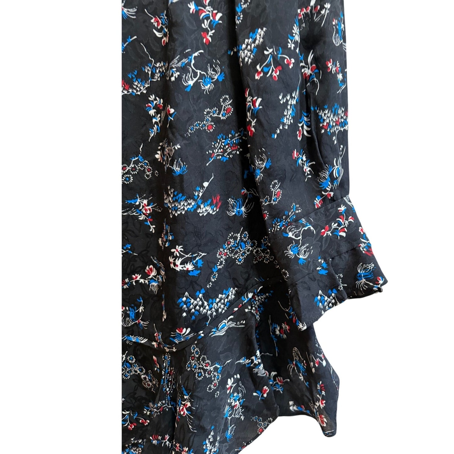 Veronica Beard Black Floral Silk Long Sleeve Mini Dress - Size 6