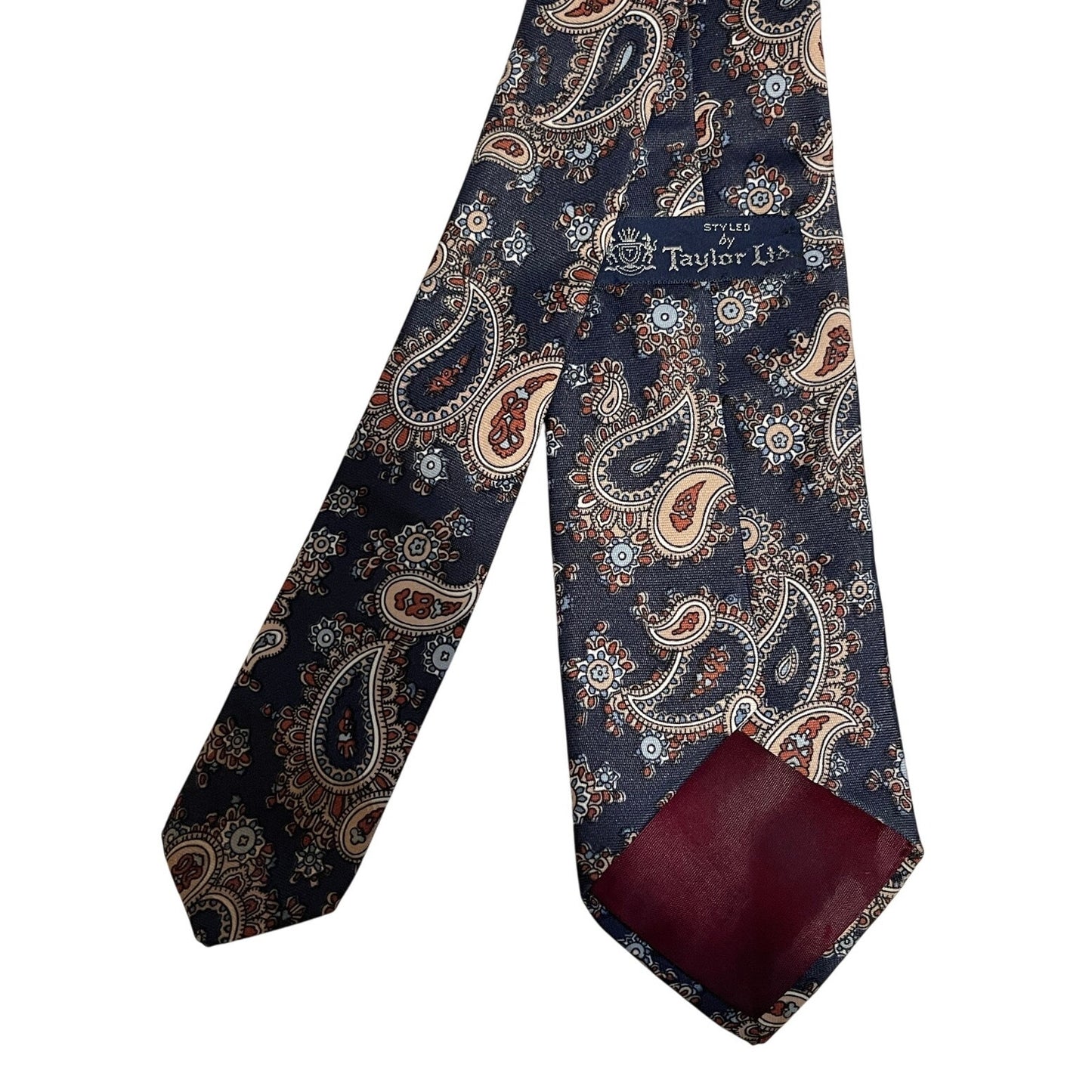 Vintage Taylor Ltd Blue Paisley Print Neck Tie