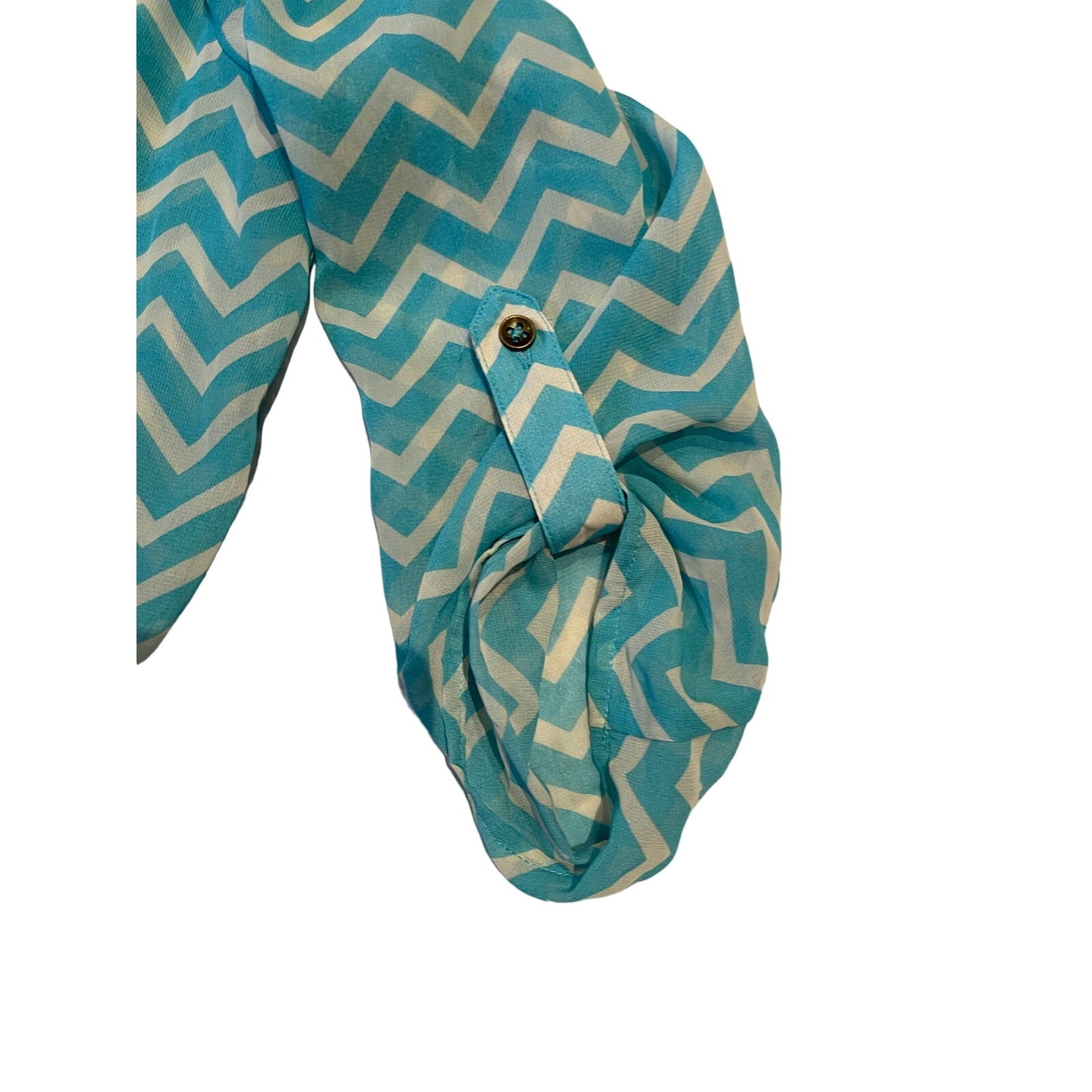 Speechless Teal & White Lined Chevron Dress - Size Medium