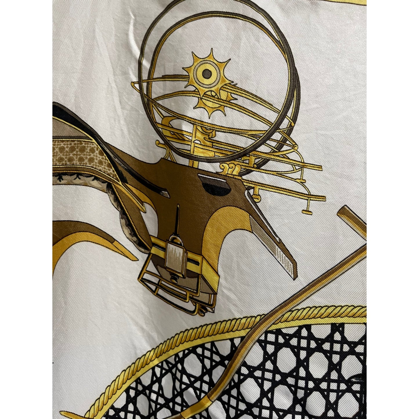 Vintage Hermes Les Voitures a Transformation Silk Scarf with the Original Box