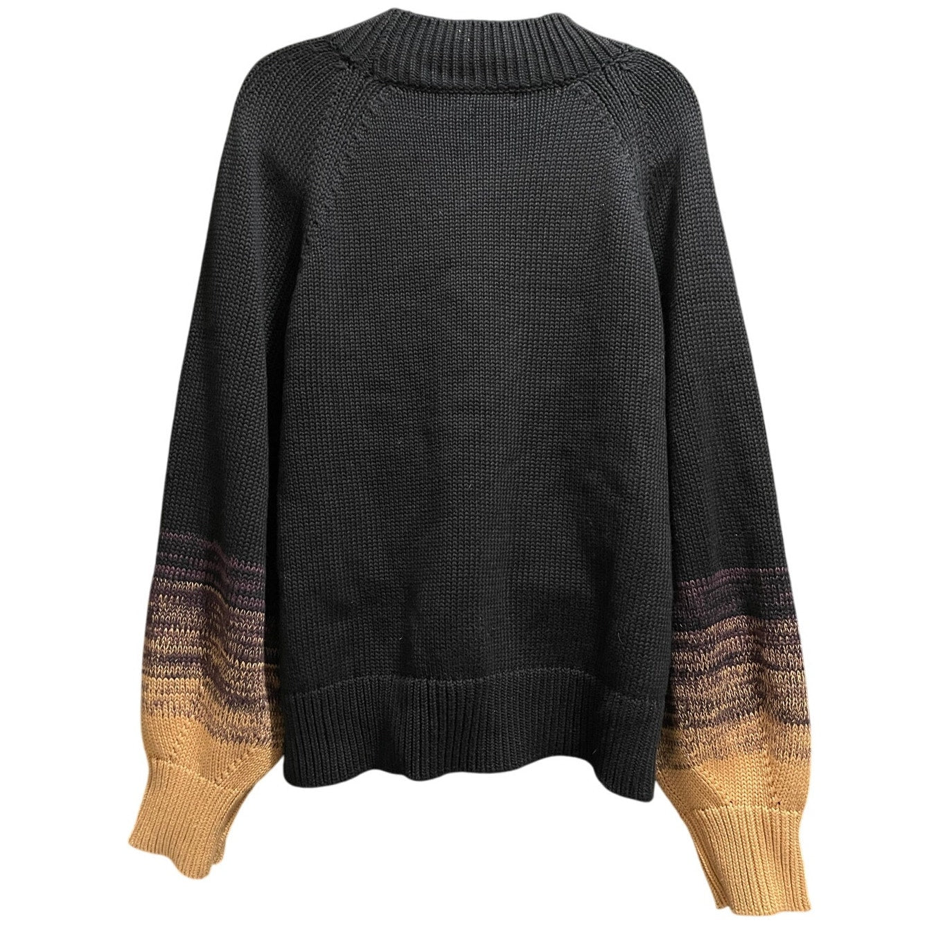 Cable Stitch Black and Brown Long Sleeve Knit Sweater Size Large