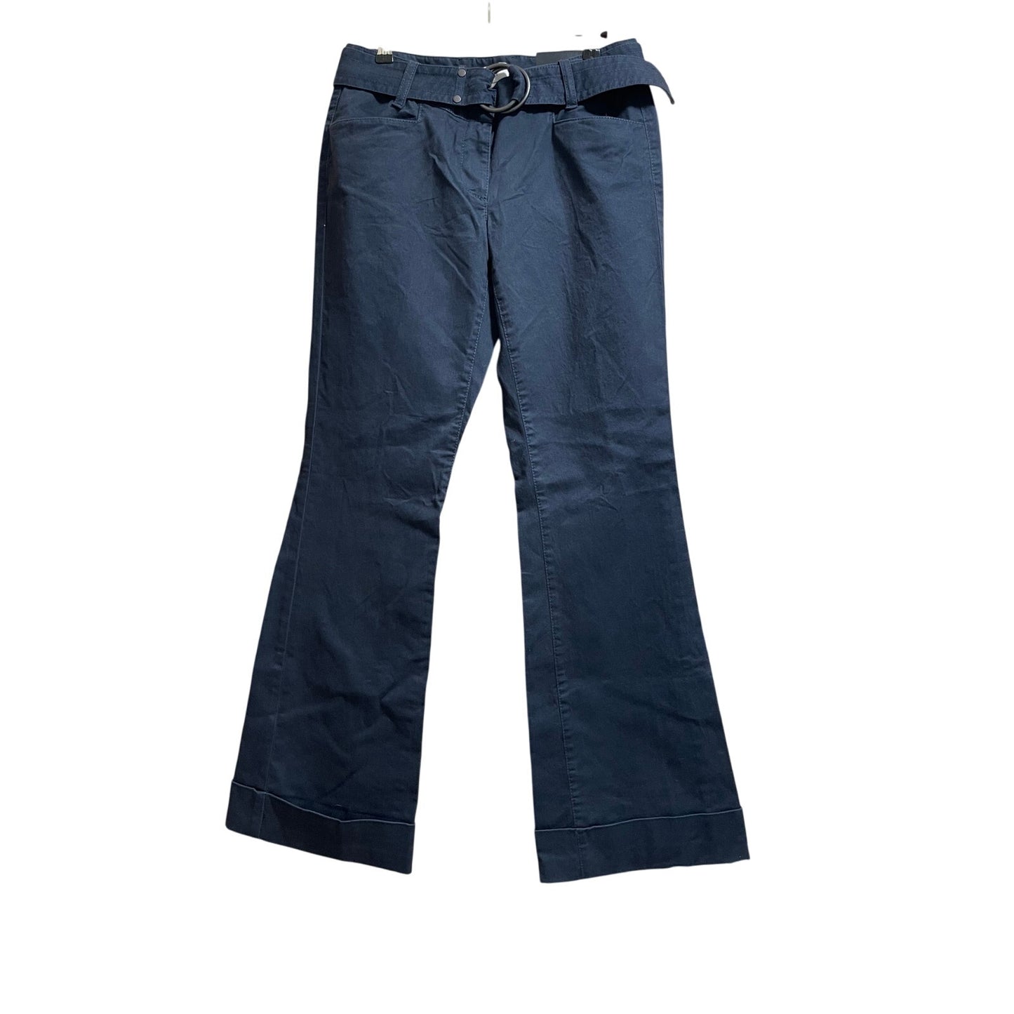 NWT Ann Taylor Navy Chino Flare Leg Pants (2006) Belted Curvy Size 2 - $59.50