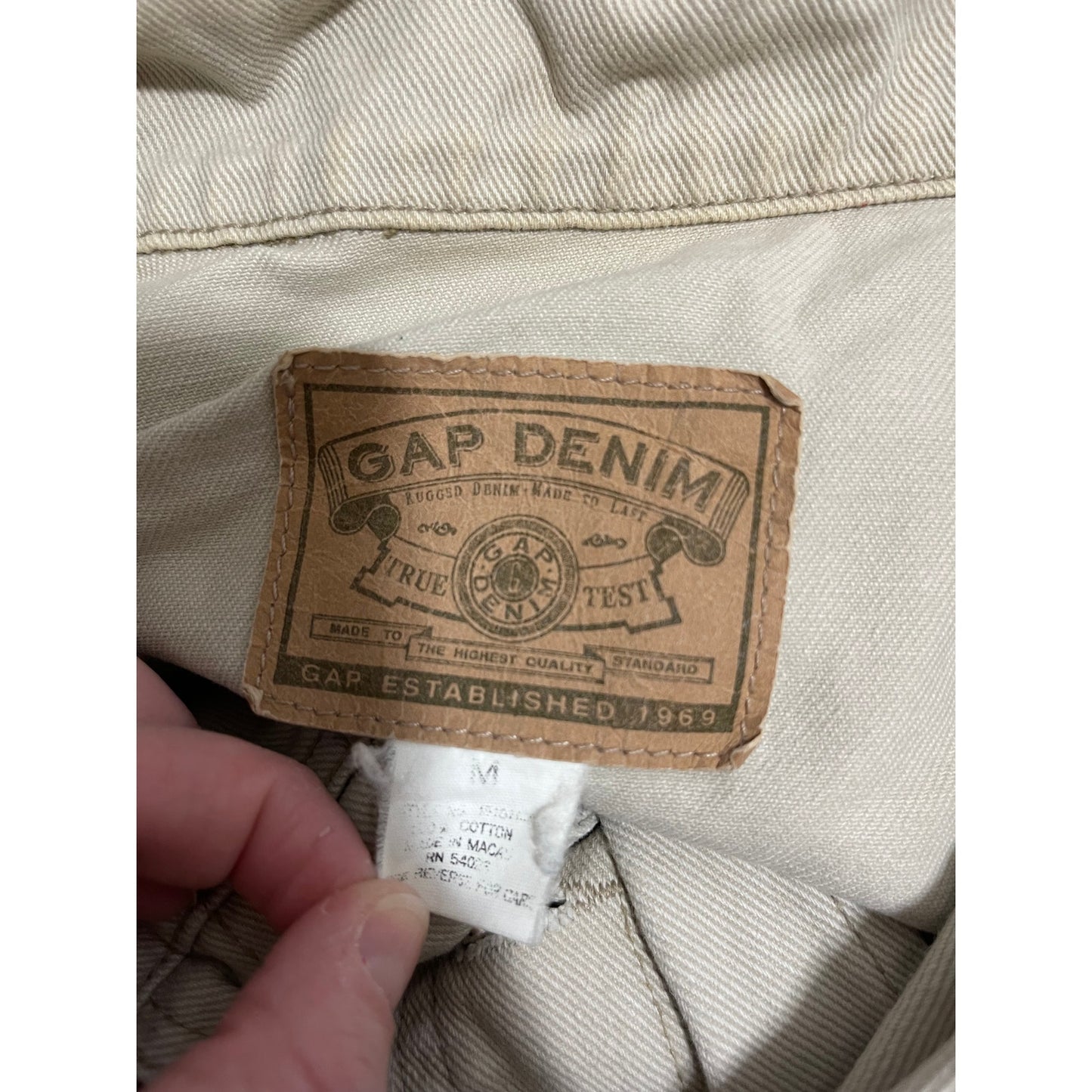 Vintage Gap Denim Jacket - Women's - Tan / Off-White Size Medium