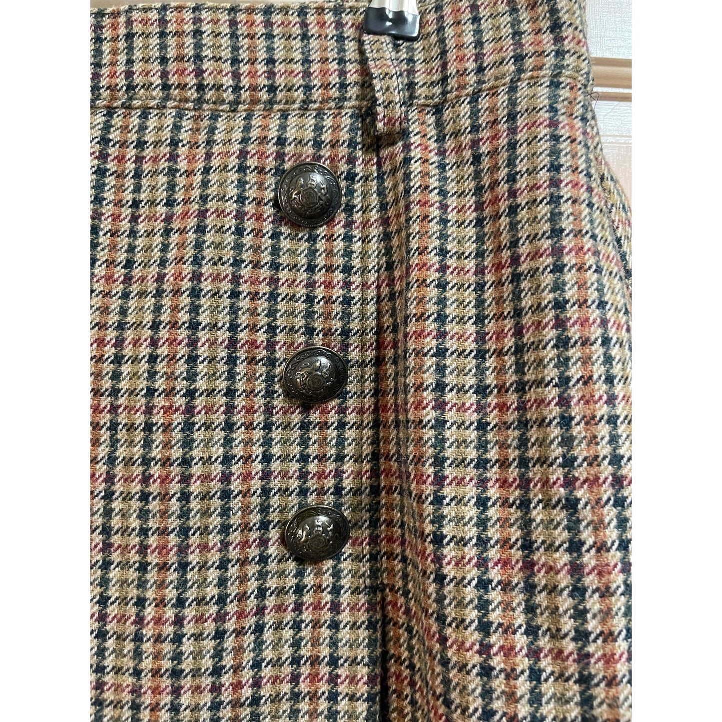 Vintage Norton McNaughton Wool Blend Midi Skirt Size 14 - Button Accents