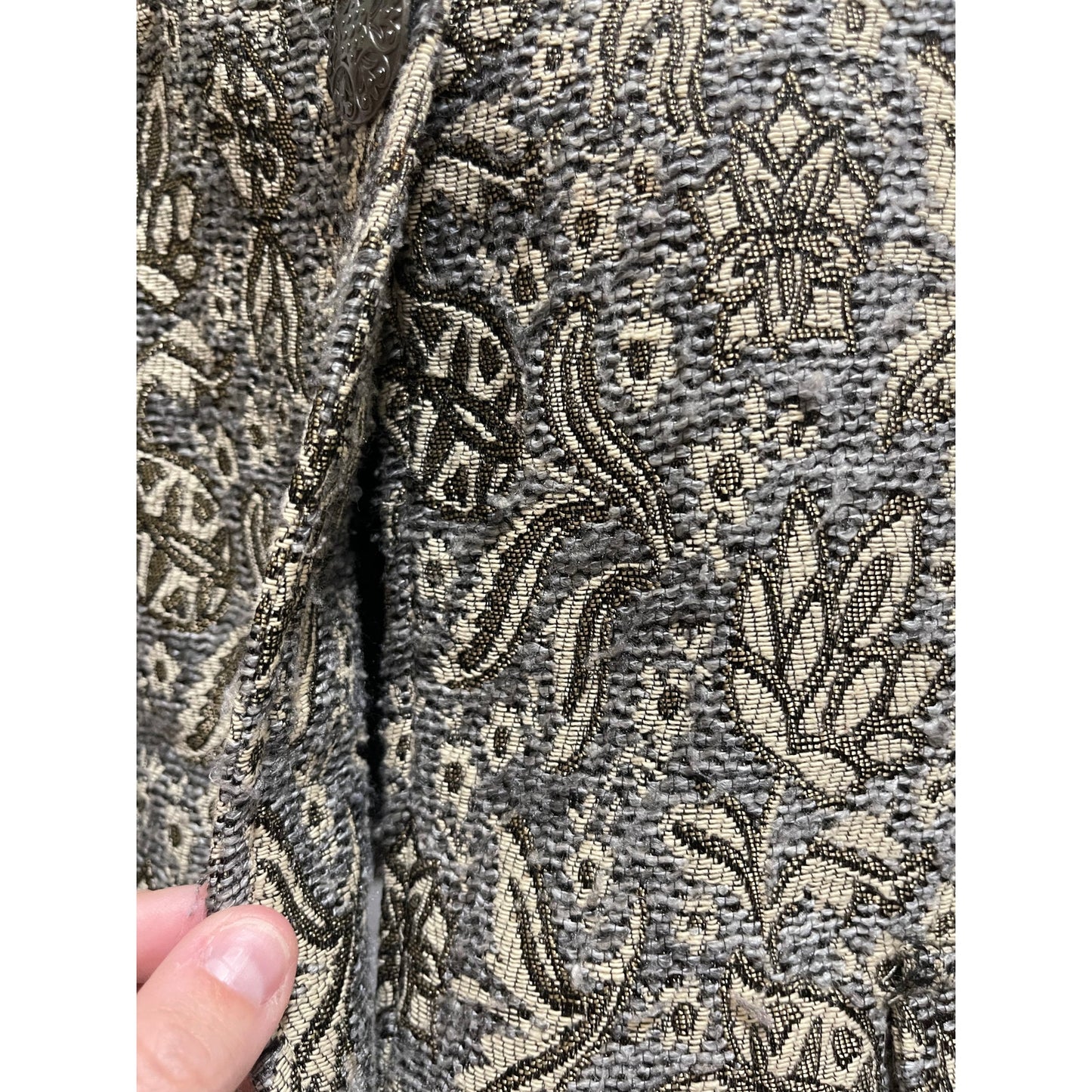 Chico's Embroidered Gold Button Front Carpet Jacket - Size 2