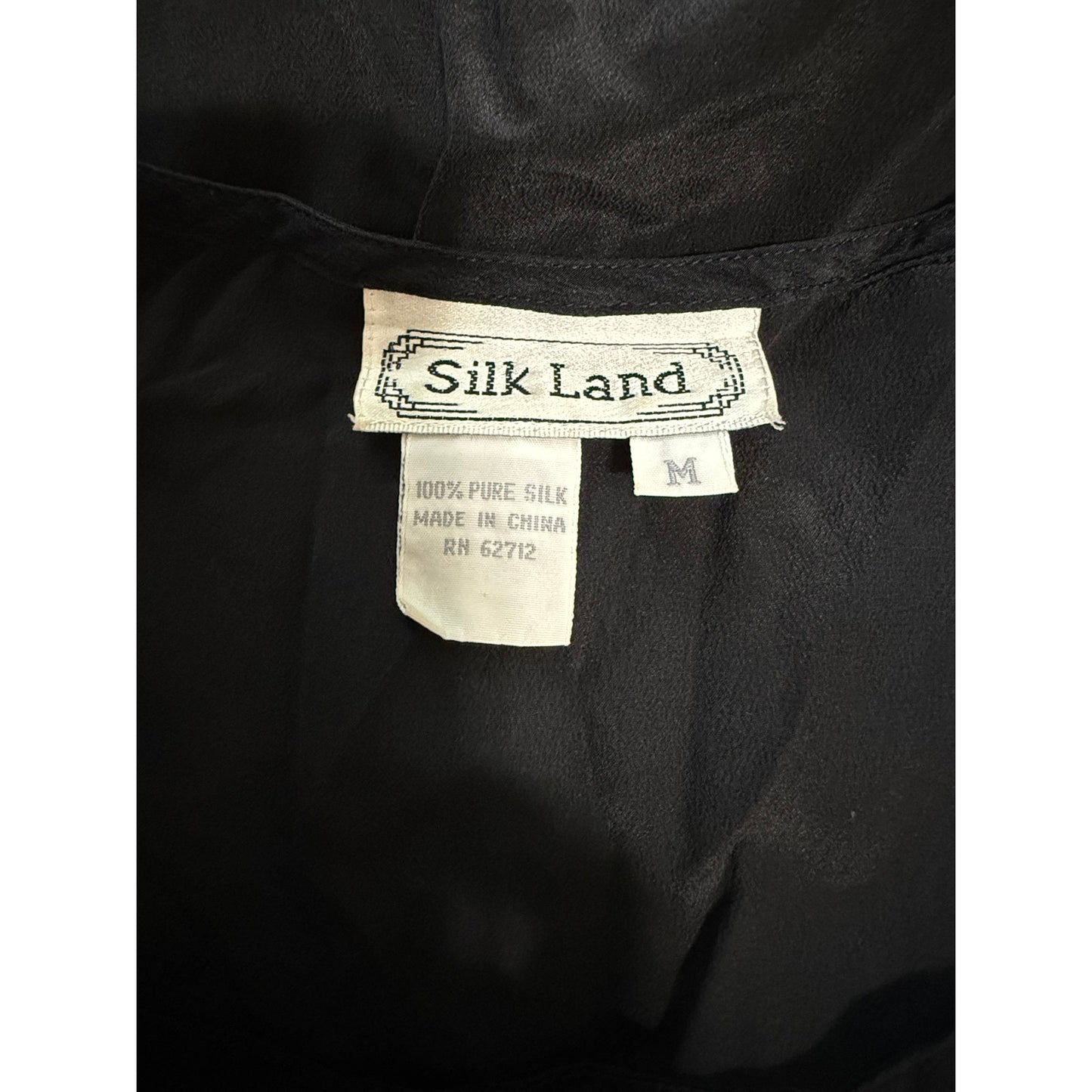 Vintage Silk Land Black Sleeveless Pure Silk Size Medium Blouse
