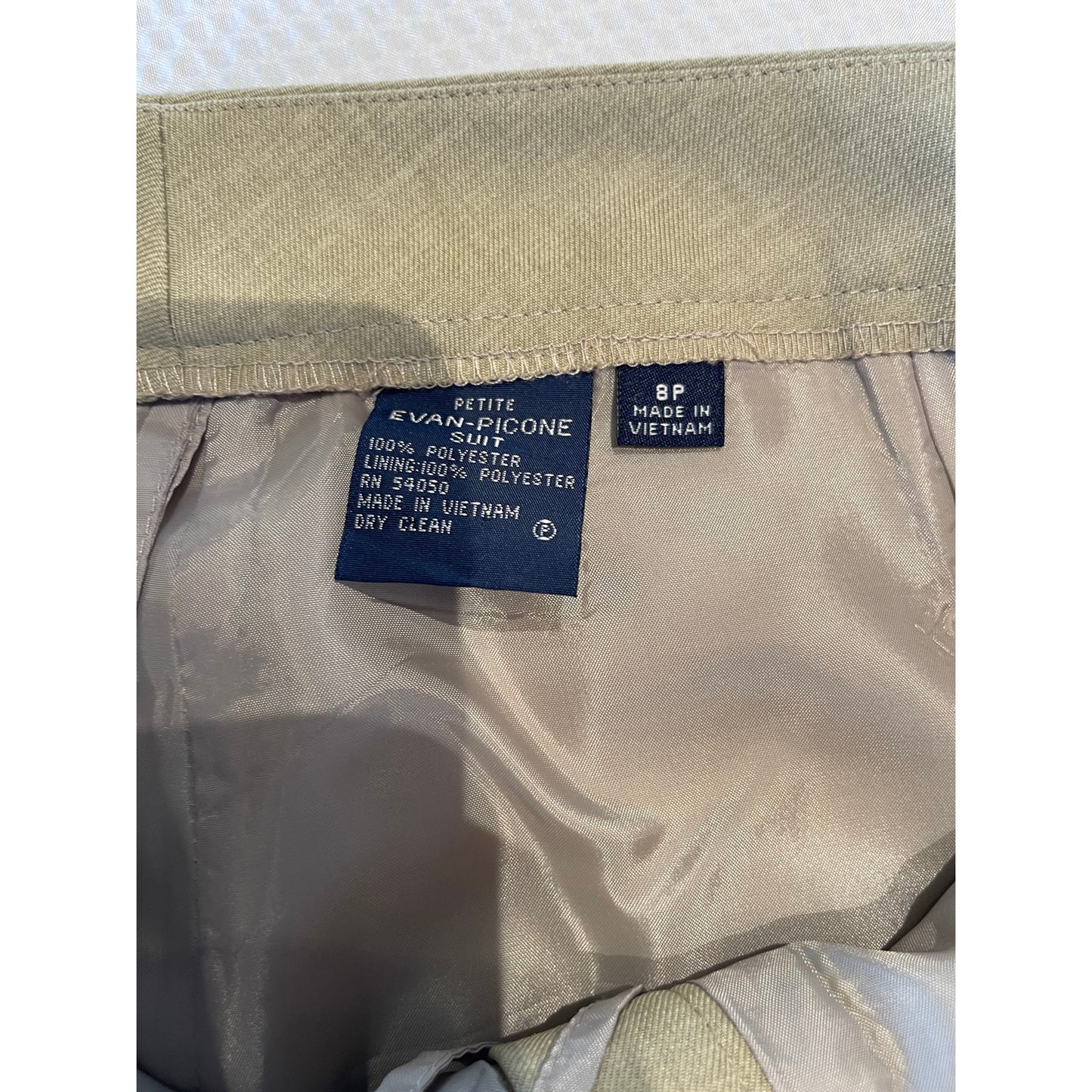 Evan Picone Suit - Lined - Size 8 Petite - Dress Pants - Beige