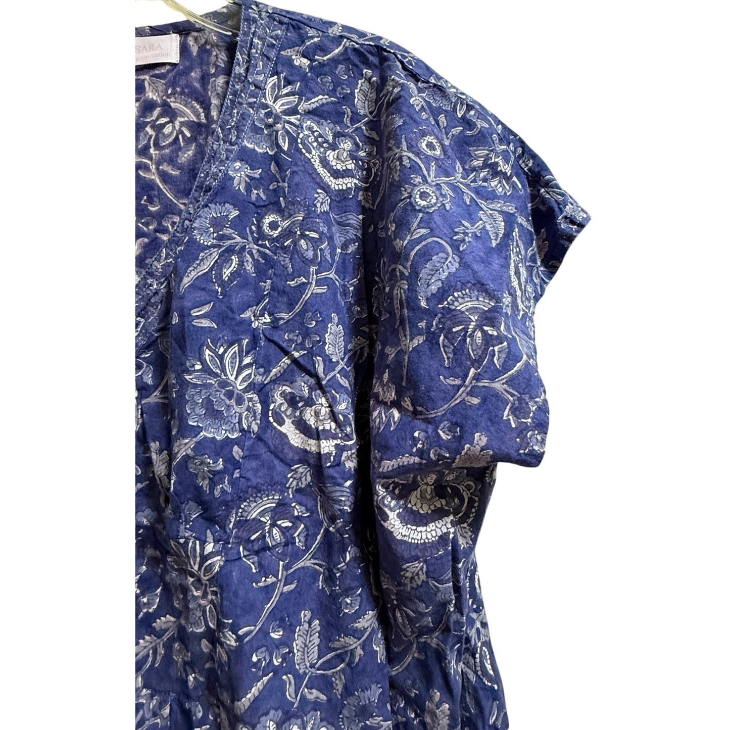 Nesara 100% Organic Cotton Purple Floral Caftan Dress- Oversized Medium