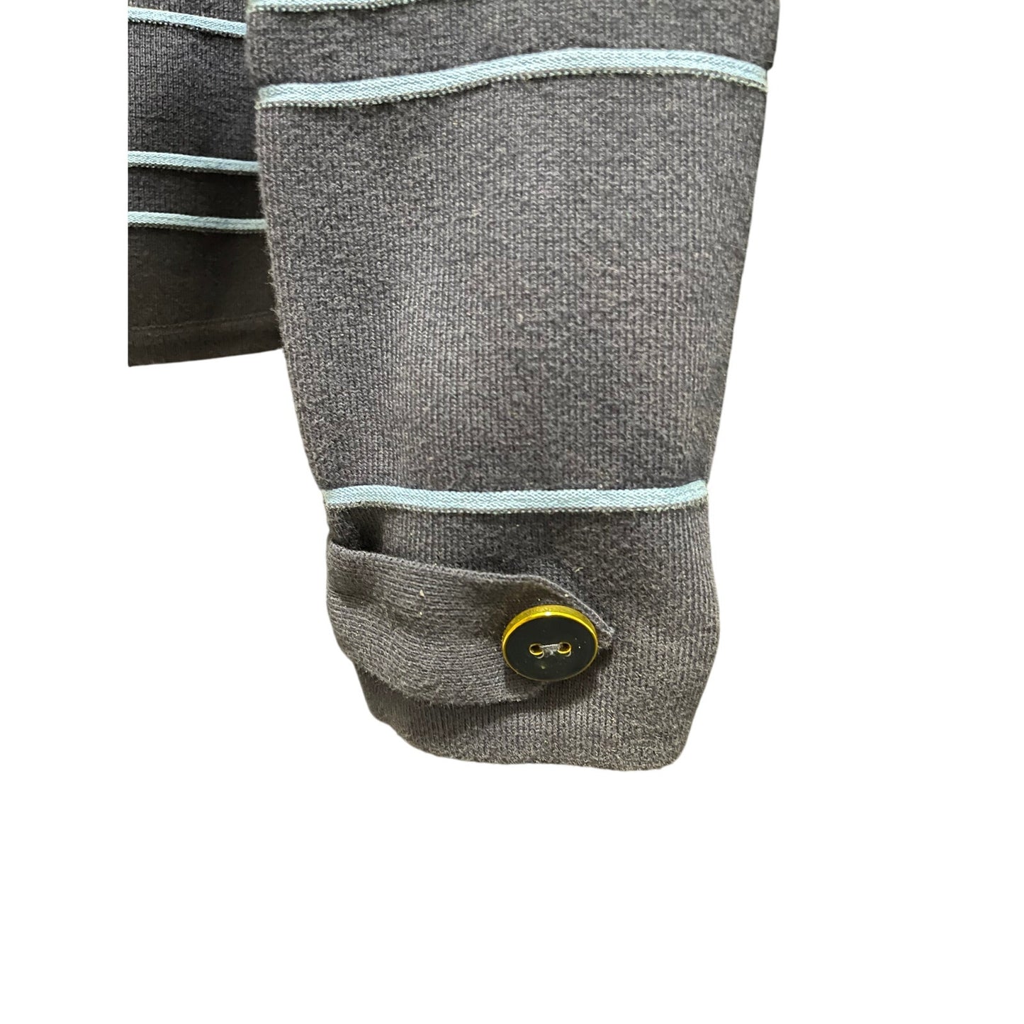 Cache Size Large Blue Striped Knit Light Weight Blazer - Cotton Blend