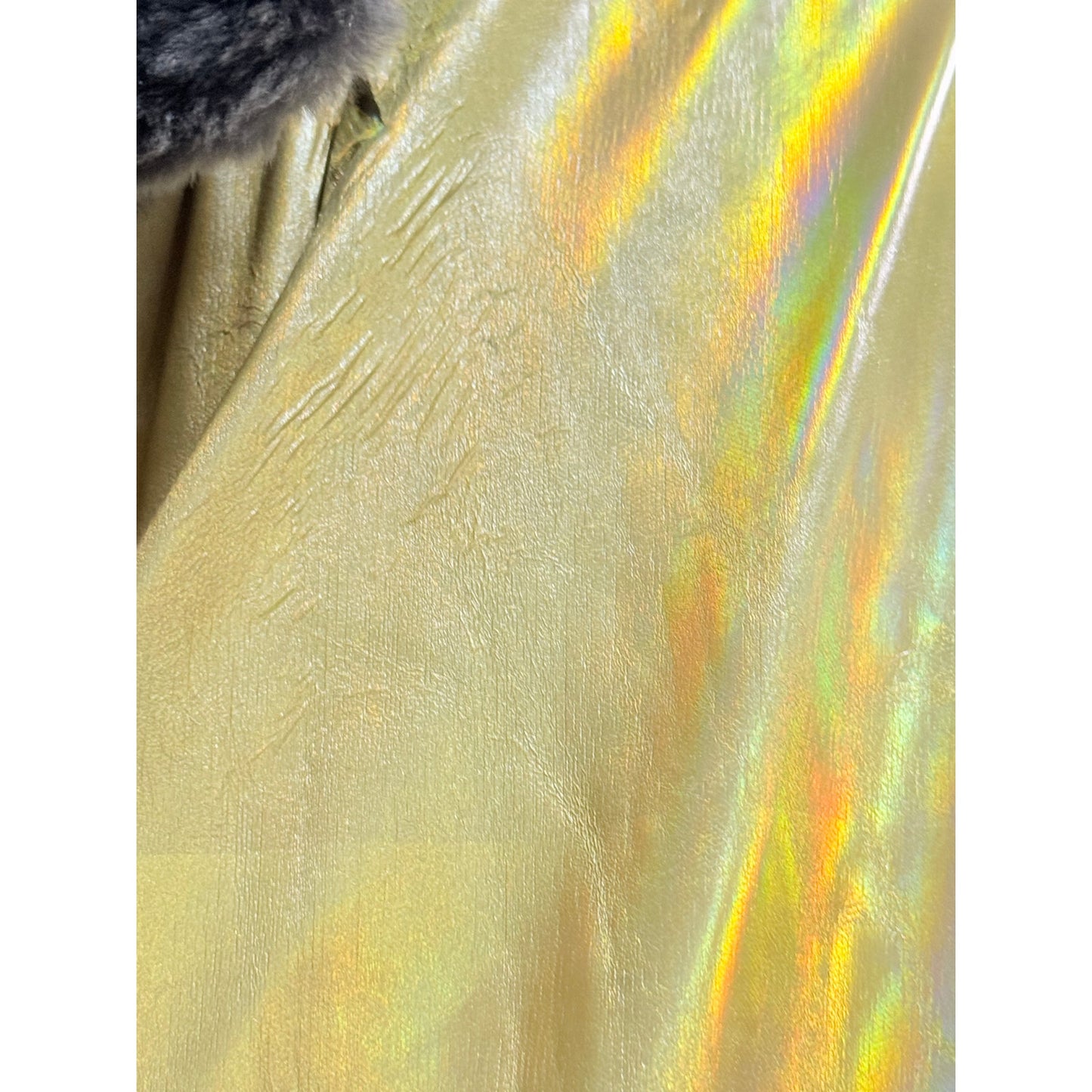 Vintage David Goodman for Gus Goodman Yellow Reflective Fur Lined Size 10 Coat