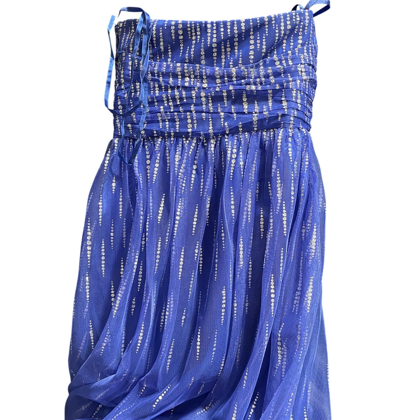 Morgan & Co Blue w/Silver Sequin Halter Dress - Size 3/4
