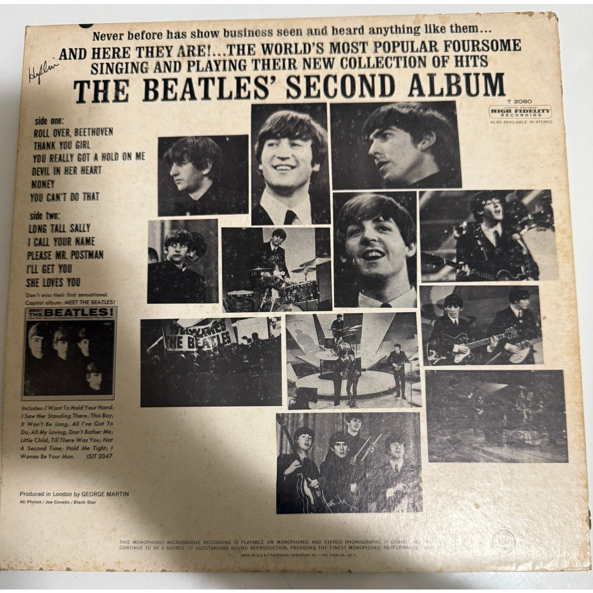 The Beatles Second Album 1964 US 1st Pressing T-2080 - 12" Vinyl Record