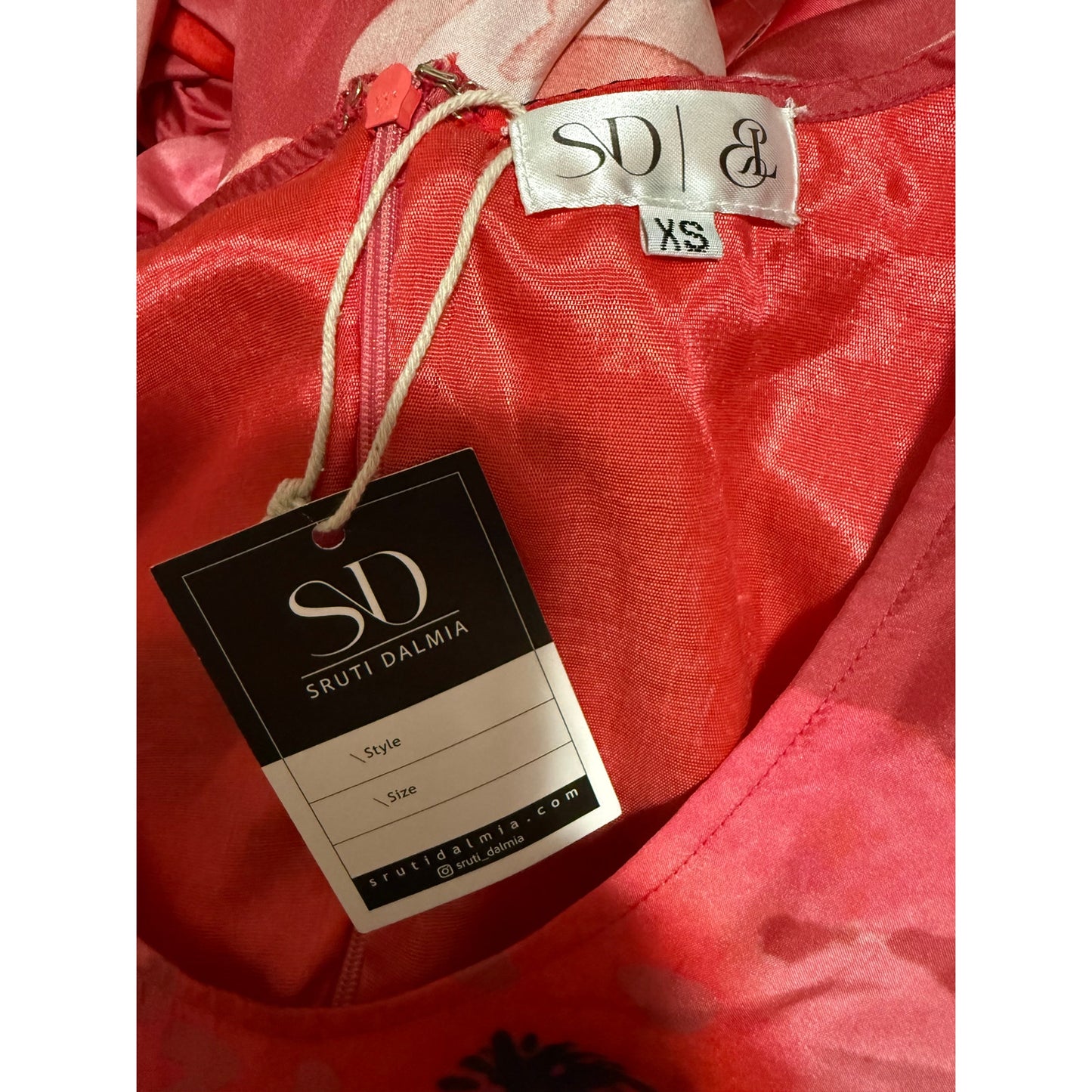 Sruti Dalmia Pink Floral Satin Belted Maxi Dress - NWT - Size XS - $360 MSRP