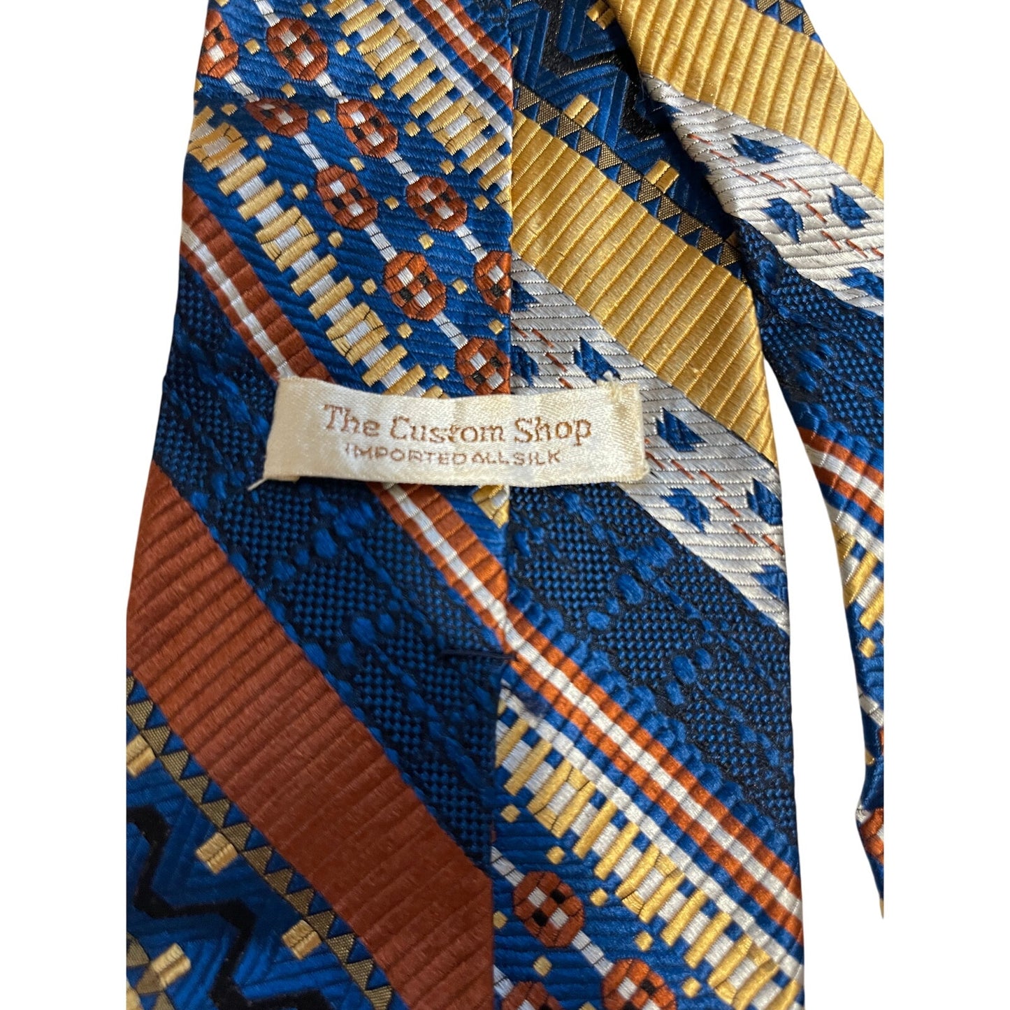Vintage The Custom Shop Multicolor Striped Textured 100% Silk Necktie