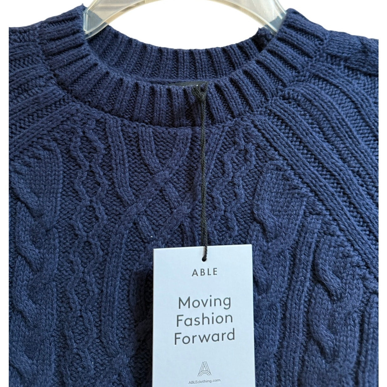 ABLE Clothing Dark Midnight Blue Claudette Cable Knit Sweater - NWT - Small