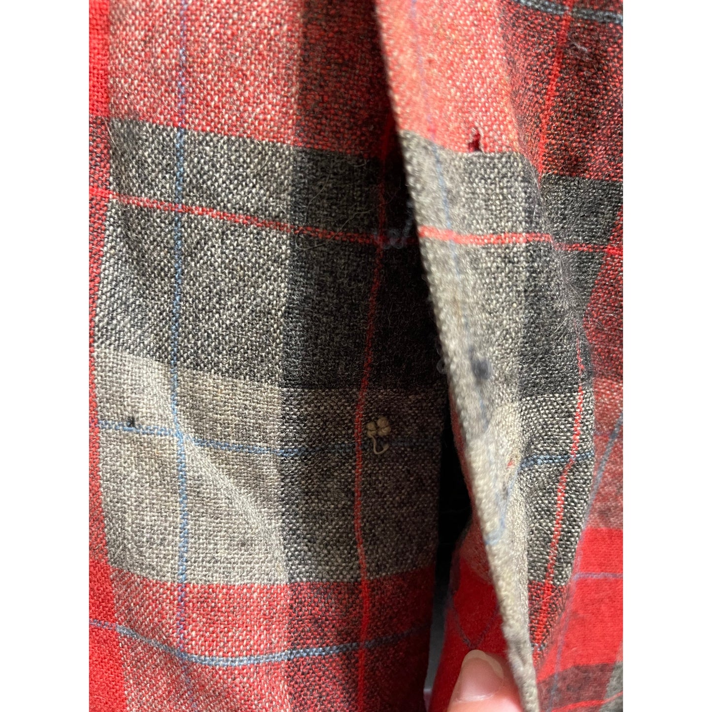 Vintage 1960's Pendleton 100% Wool Red Plaid Shirt - Medium - Distressed
