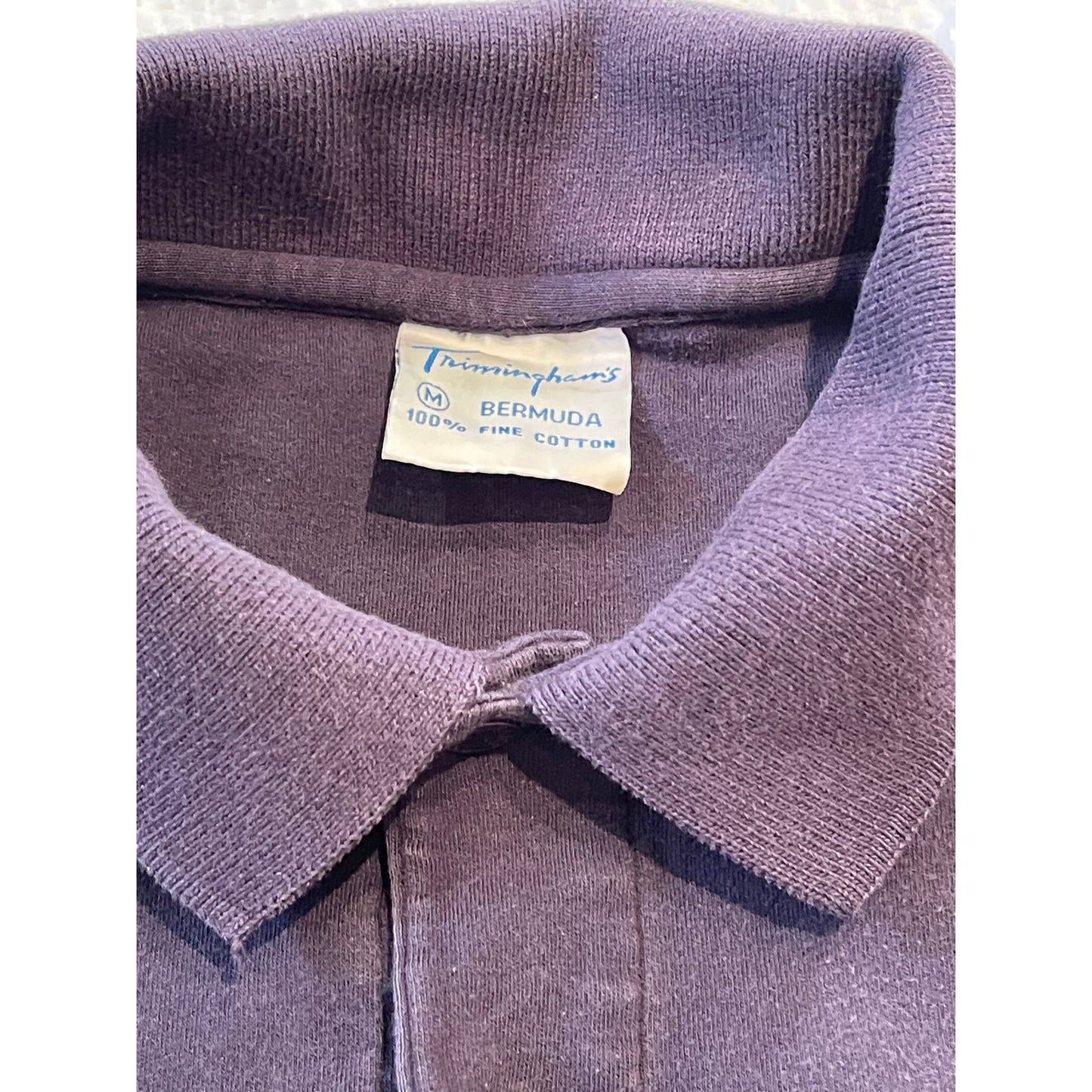 Vintage Trimingham's Bermuda 100% Cotton Medium Blue Polo Shirt