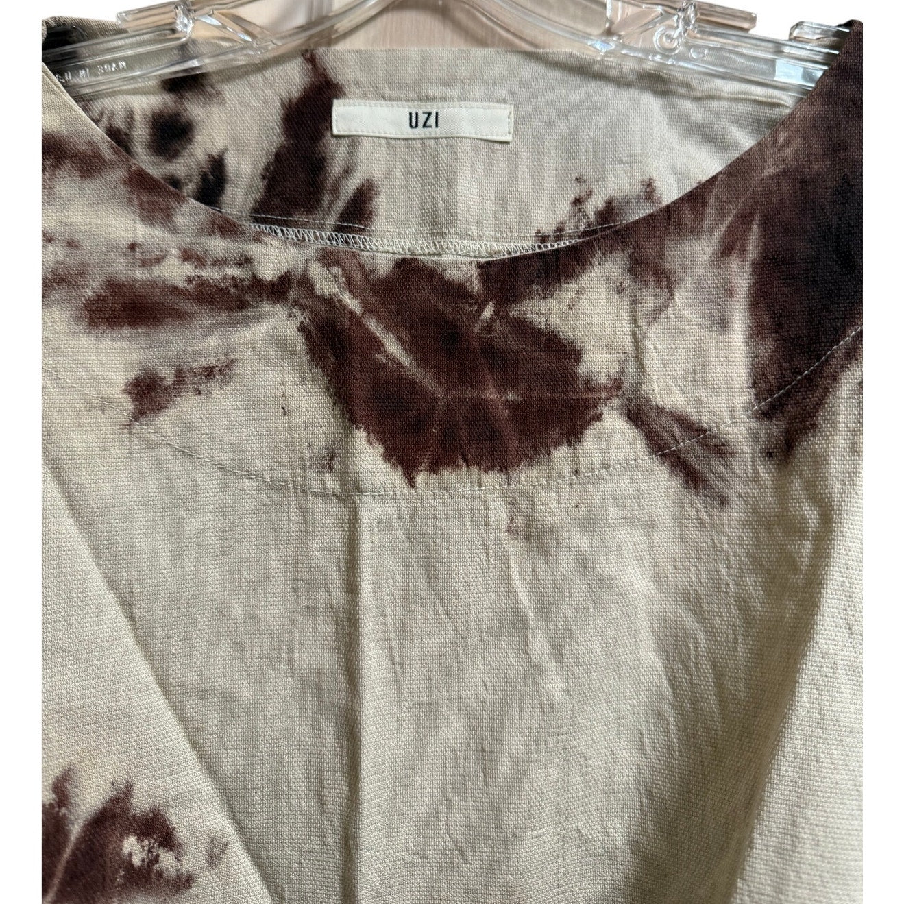 UZI One Size Brown and Tan Tie Dye Caftan Blouse Box Top