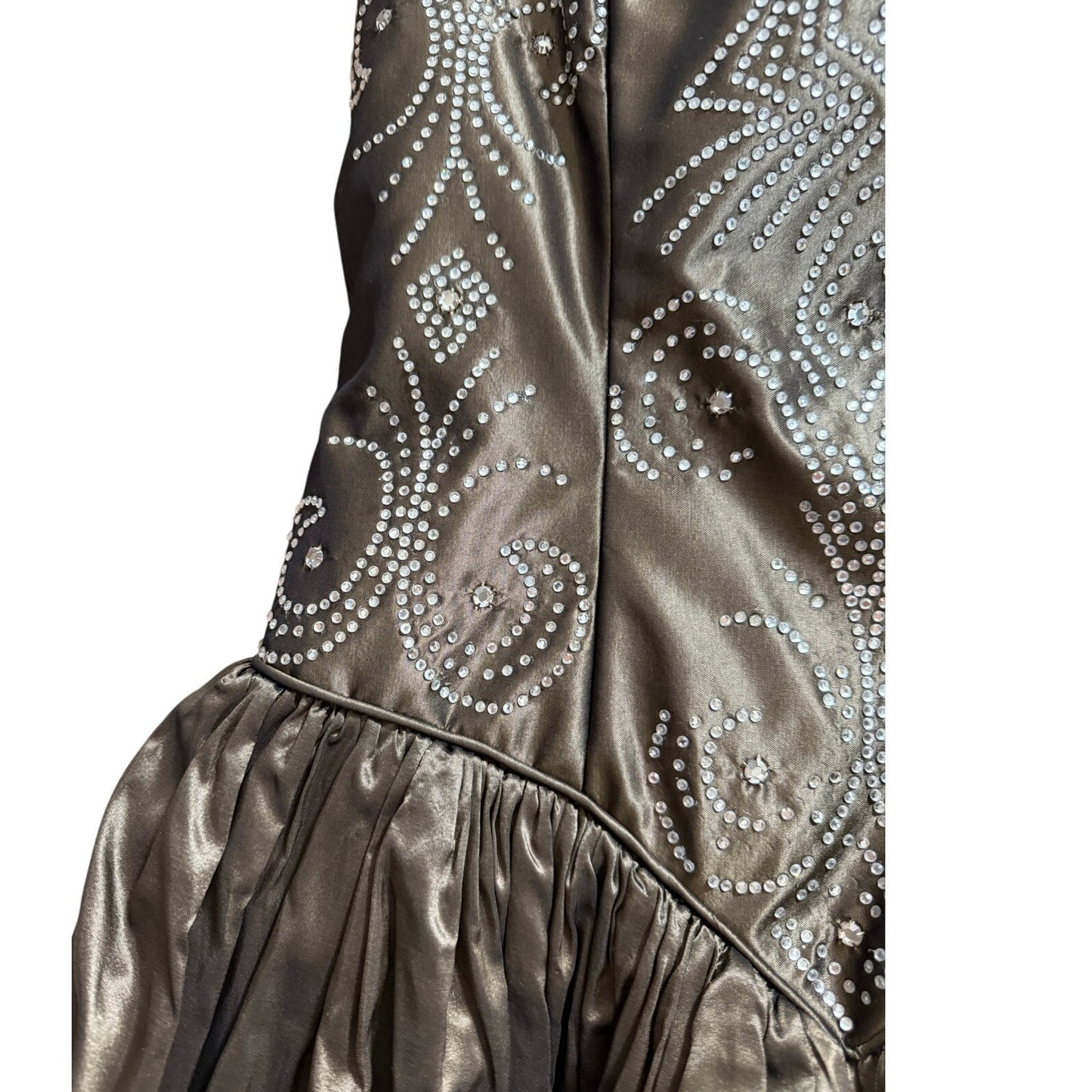 Rose Taft Couture 100% Silk Gown with Beaded Bodice