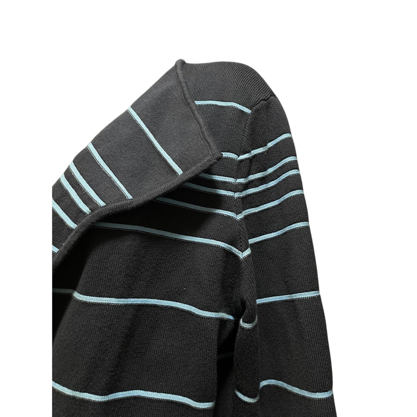 Cache Size Large Blue Striped Knit Light Weight Blazer - Cotton Blend
