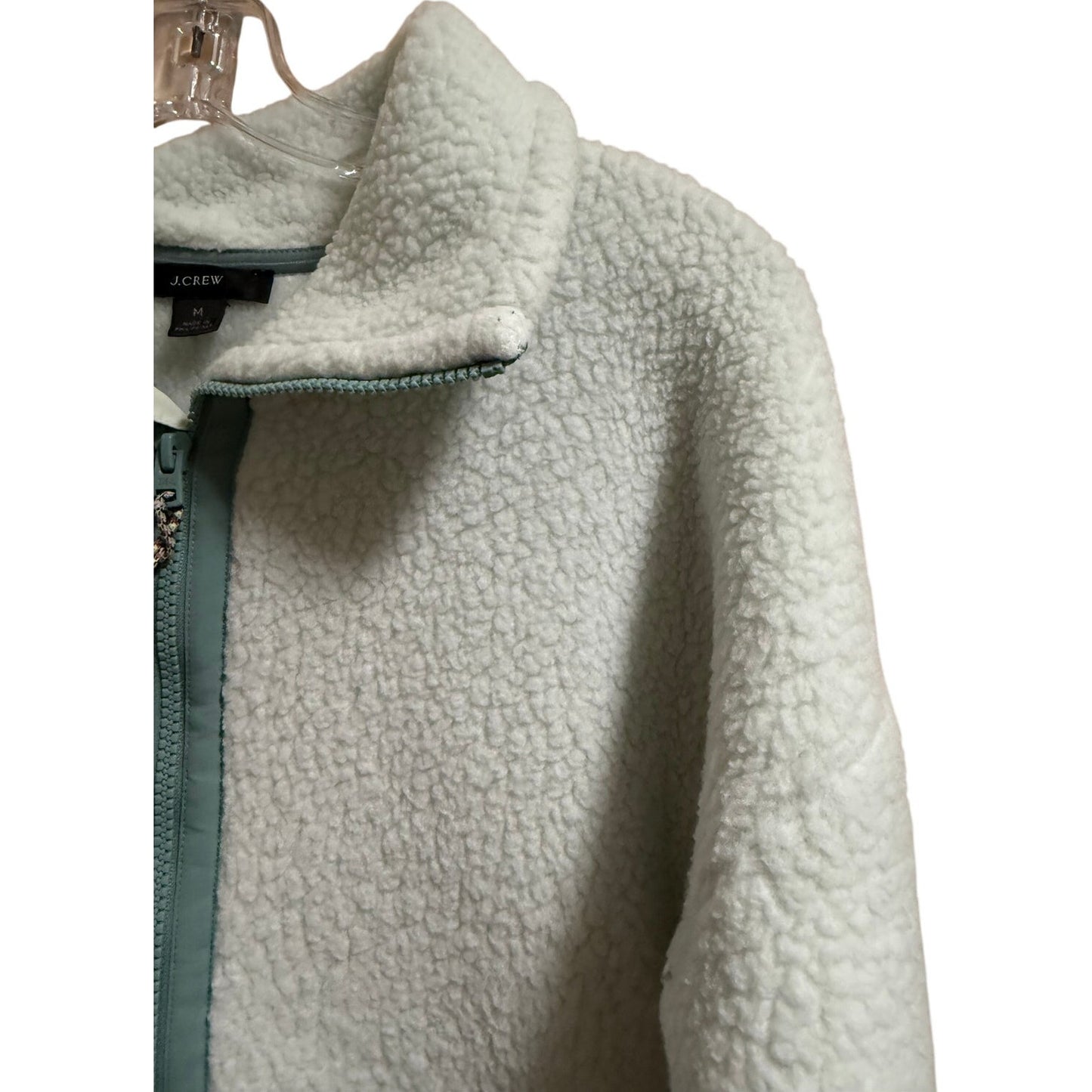 J.Crew Pale Mint Green Sherpa 1/4 Zip Pullover - Medium