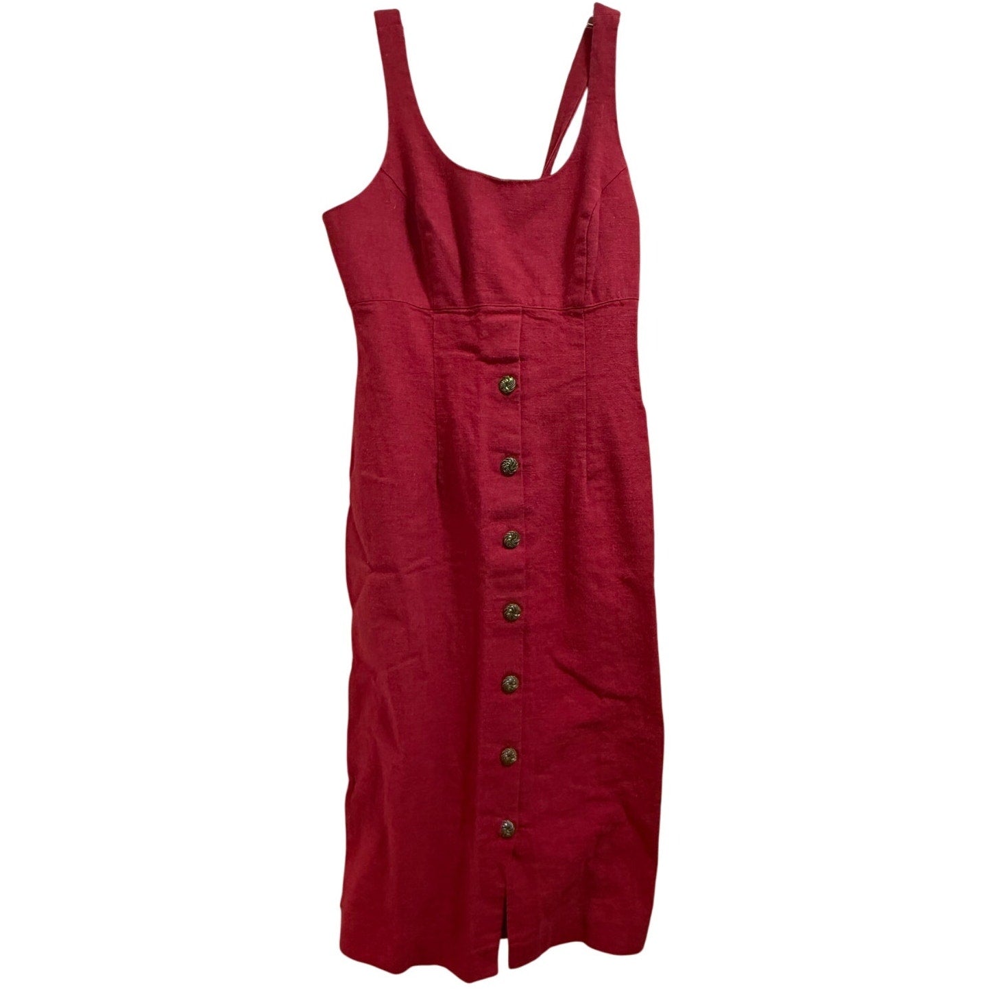 Blondie and Me Red Button Accent Sleeveless Midi Dress - Size 5-6