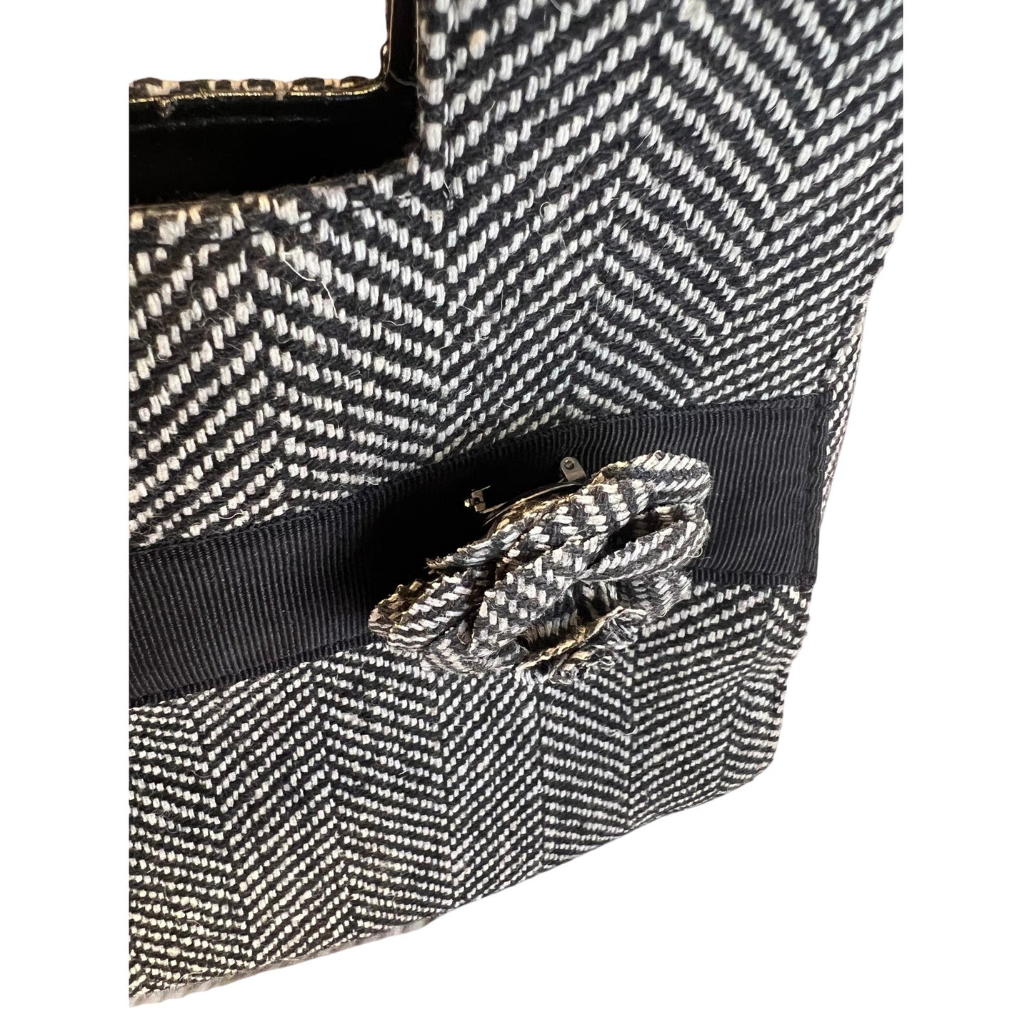 Vintage Isabella's Journey Herringbone Top Handle Bag w/Floral Accent