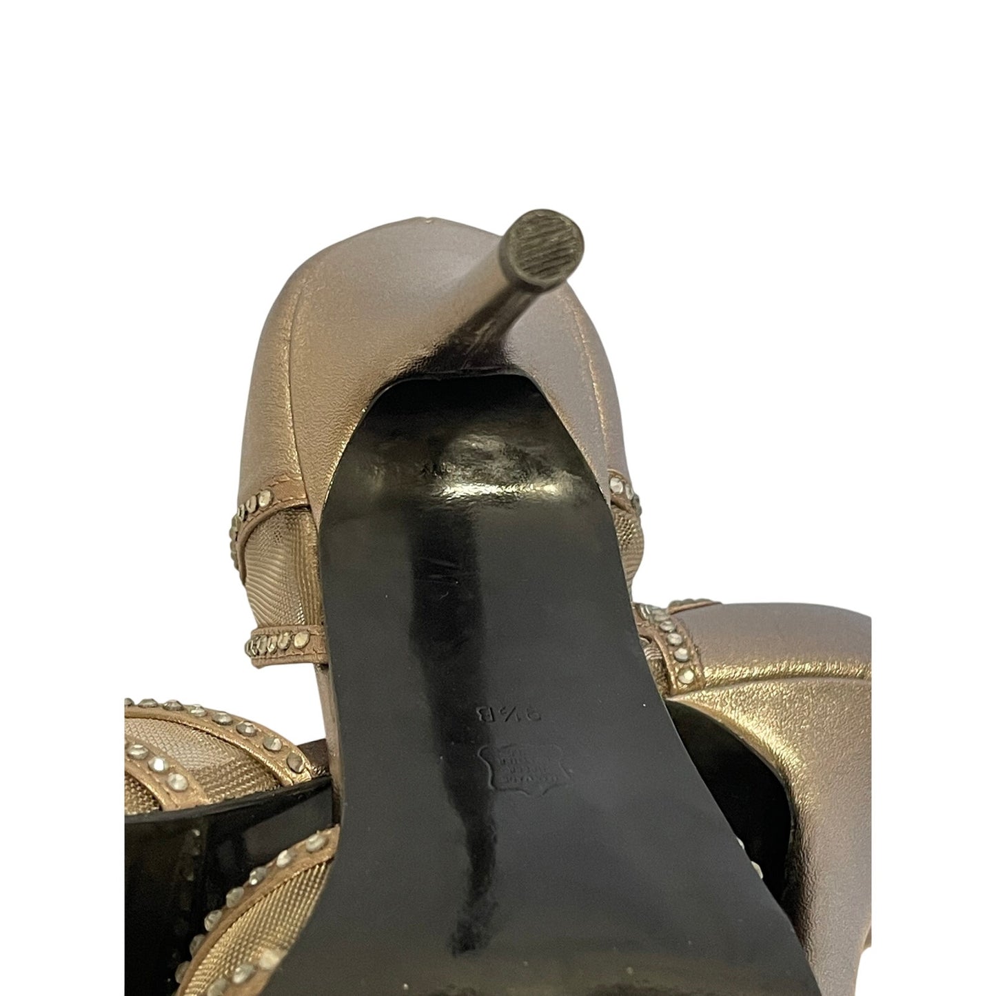 Caparros "Rockette" Metallic Bronze Leather Peep Toe Heels 9.5M