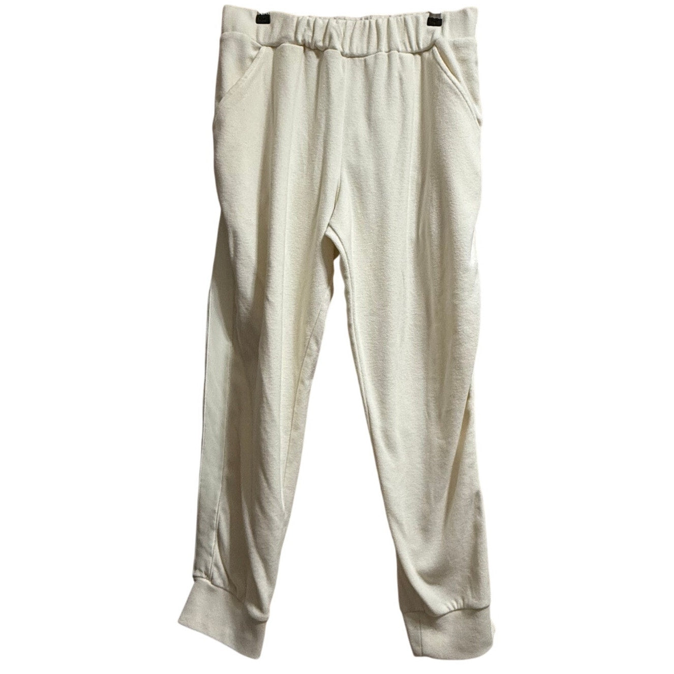 Dudley Stephens White Terry Fleece Elastic Waist Size Large Sweatpants