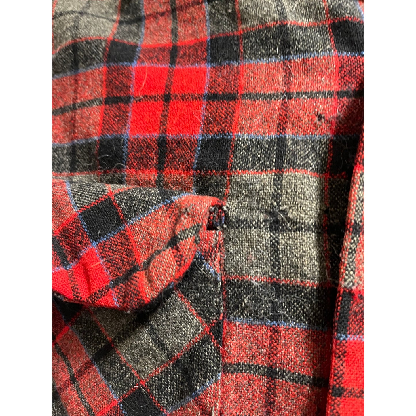 Vintage 1960's Pendleton 100% Wool Red Plaid Shirt - Men's Medium - Distressed