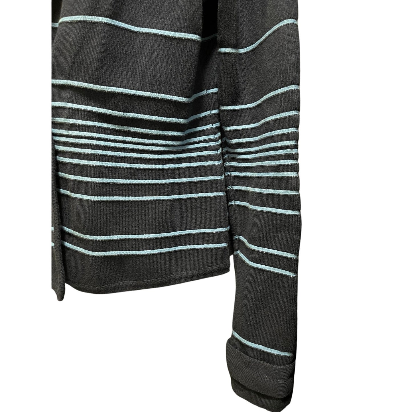 Cache Size Large Blue Striped Knit Light Weight Blazer - Cotton Blend