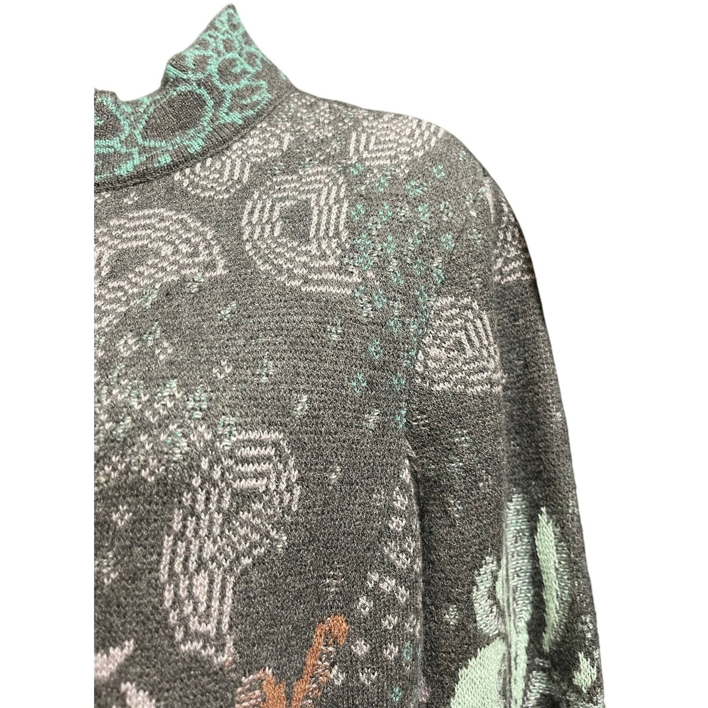 Ivko Jacquard Embroidered Sweater Jacket - 100% Wool - Size XL
