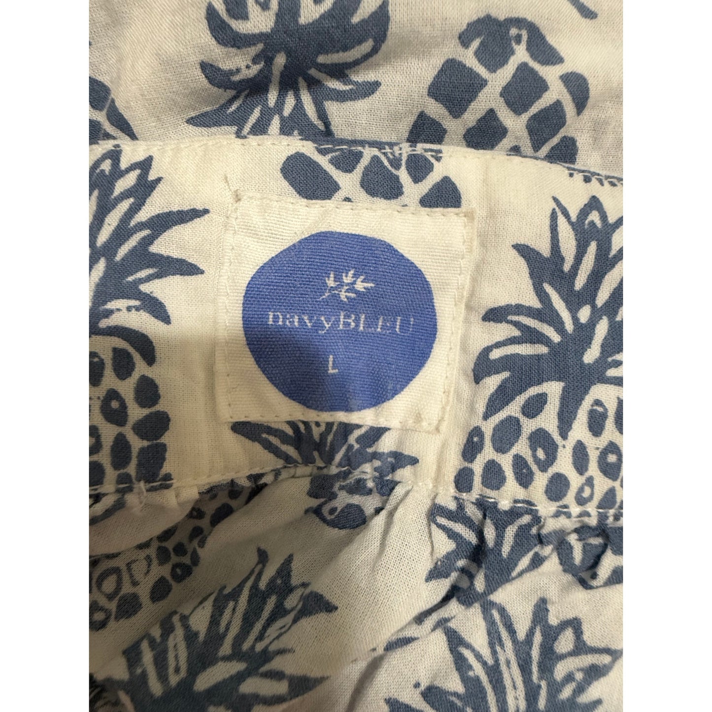 Navy Bleu Pineapple Print Sleeveless Mini Dress w/ Pockets - Size Large