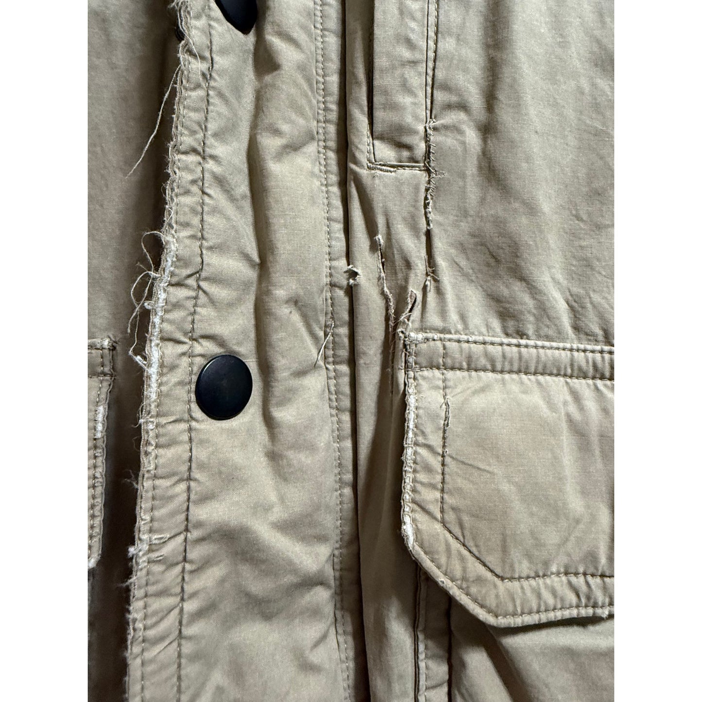 Vintage Orvis Goose Down Puffer Vest Medium Beige Tan Full Zip