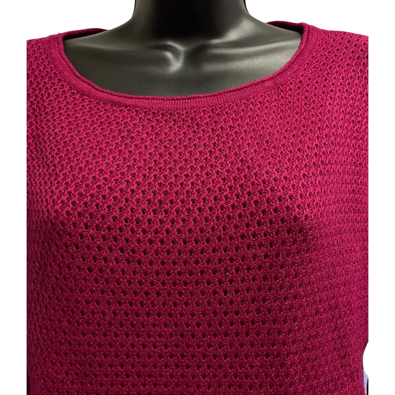 NWT Ann Taylor The Loft Magenta Open Knit Sweater - Medium