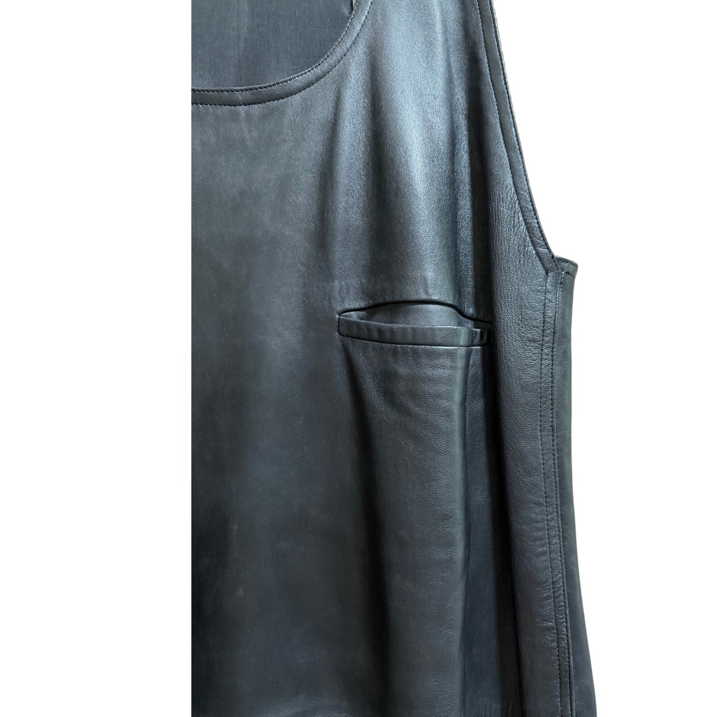 Mario Valentino Size 44 Black Leather Sleeveless Dress
