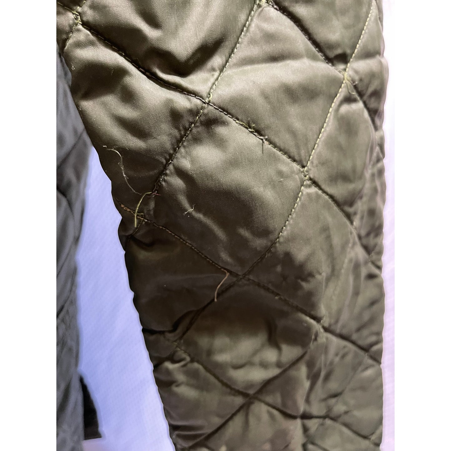 Vintage John Partridge Green Quilted Jacket - Corduroy Collar - Made in England