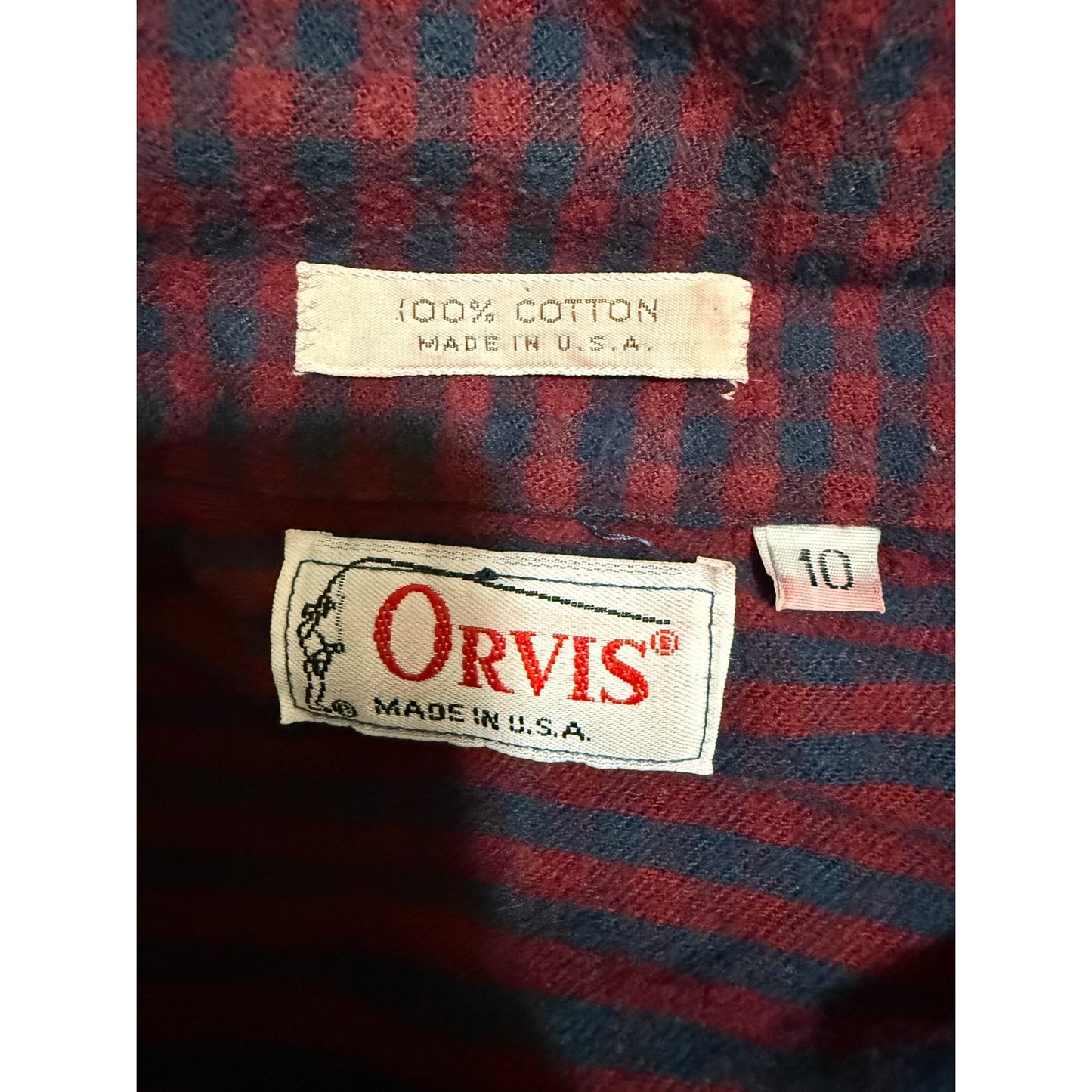 Vintage Orvis 100% Cotton Check Button Up - Long Sleeve - Size 10