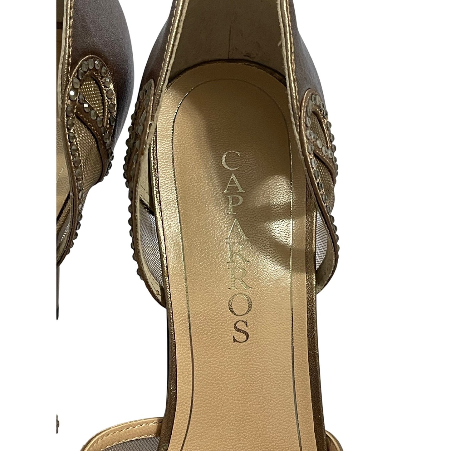 Caparros "Rockette" Metallic Bronze Leather Peep Toe Heels 9.5M