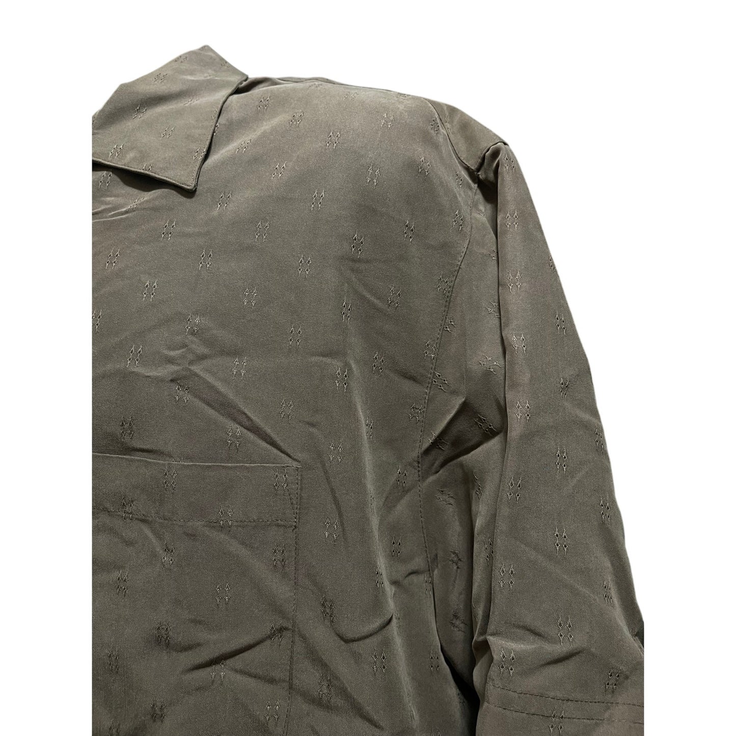 Haggar Men's Large Short Sleeve Gray / Green Button Up Shirt
