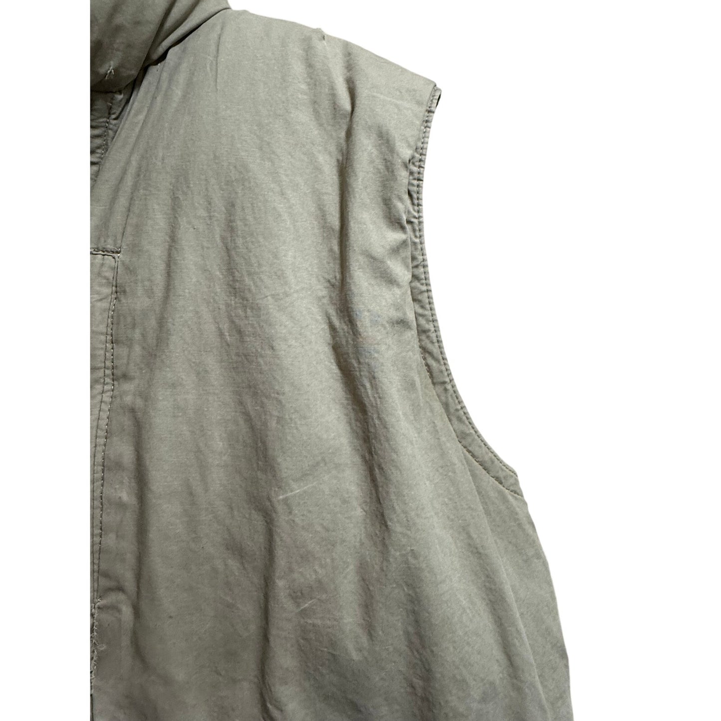 Vintage Orvis Goose Down Puffer Vest Medium Beige Tan Full Zip