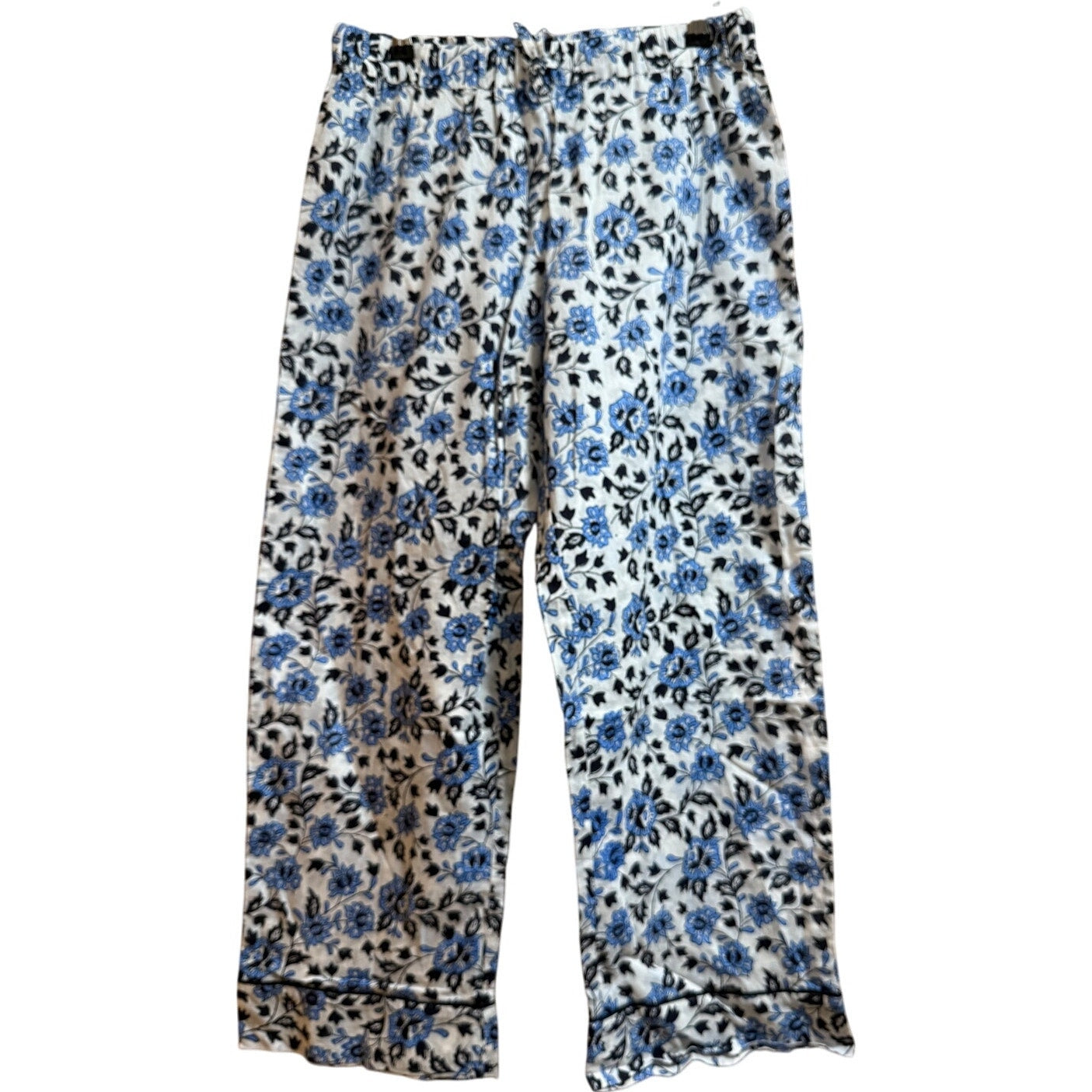 Navy Bleu Floral Print Straight Leg Drawstring Casual Pants - Size Medium - NWT