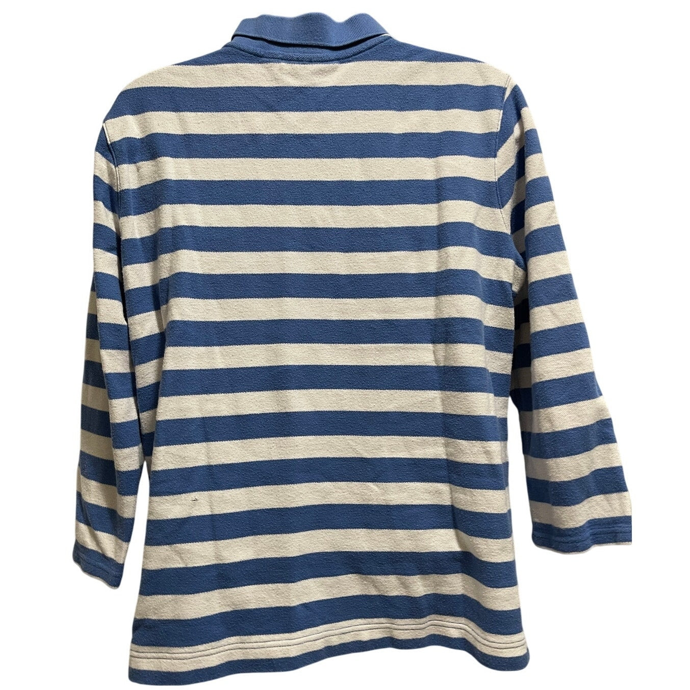 Croft & Barrow Blue & White Long Sleeve Polo Shirt - Size Large