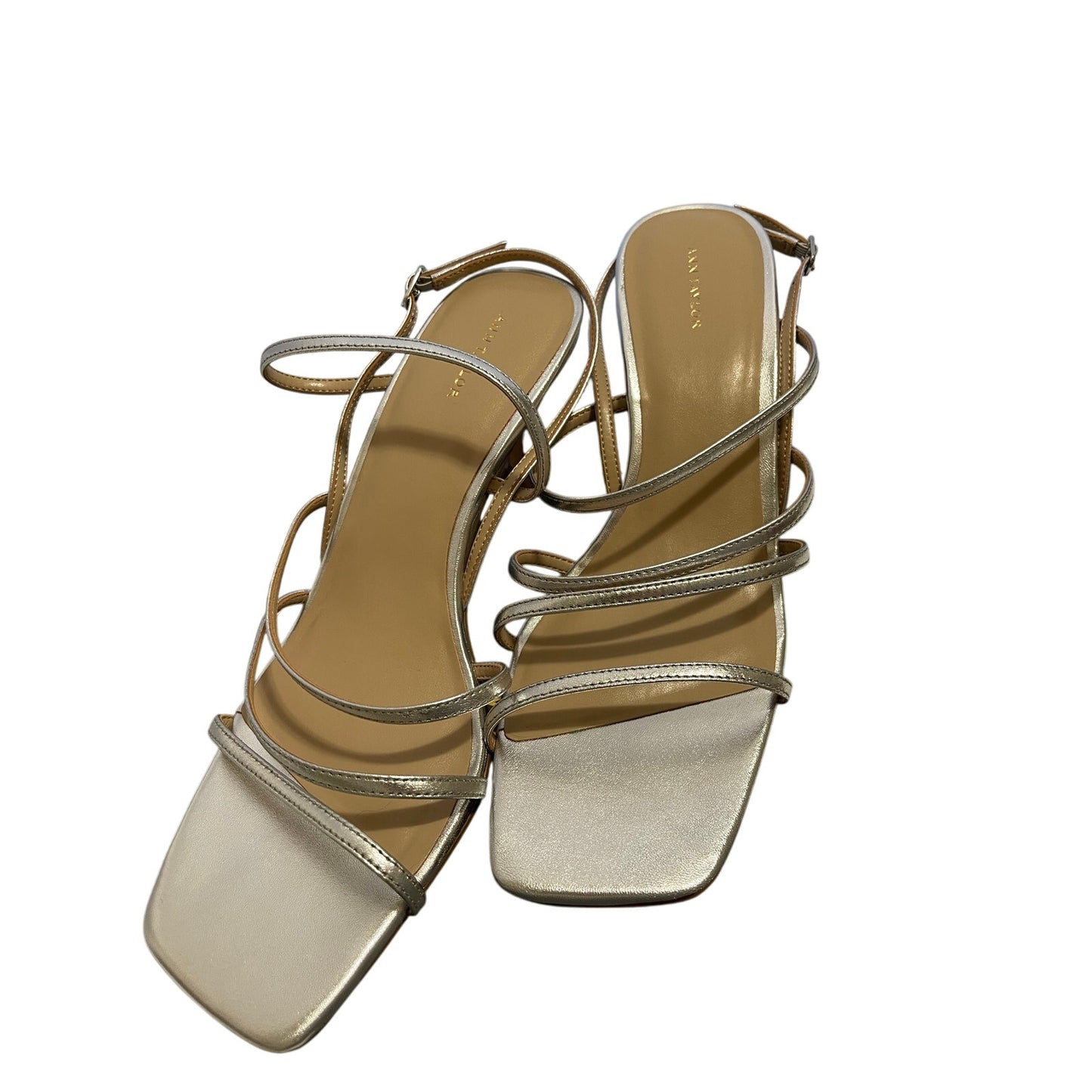NIB Ann Taylor Silver Leather Strappy Sandals Size 9.5 M