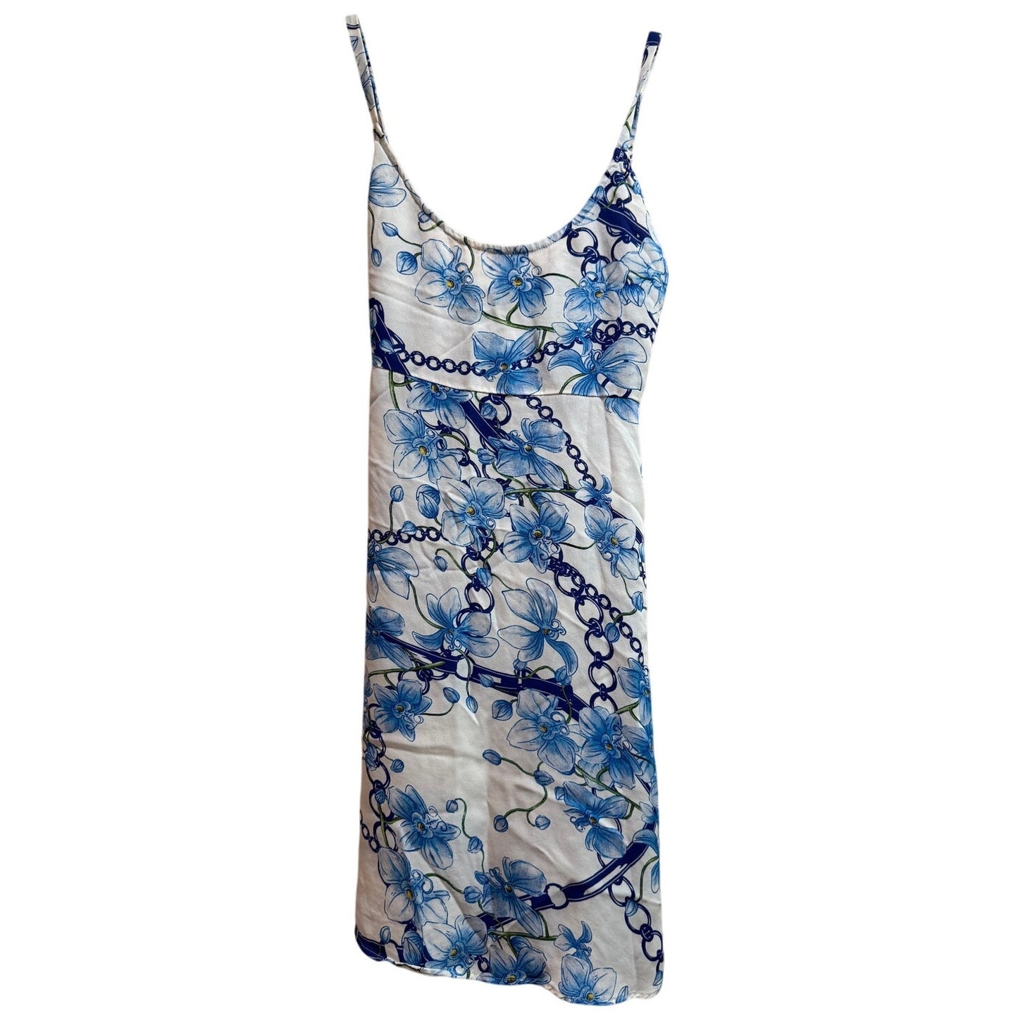 Lindsey Thornburg Blue & White Floral Floral Mini Sundress - Size Medium